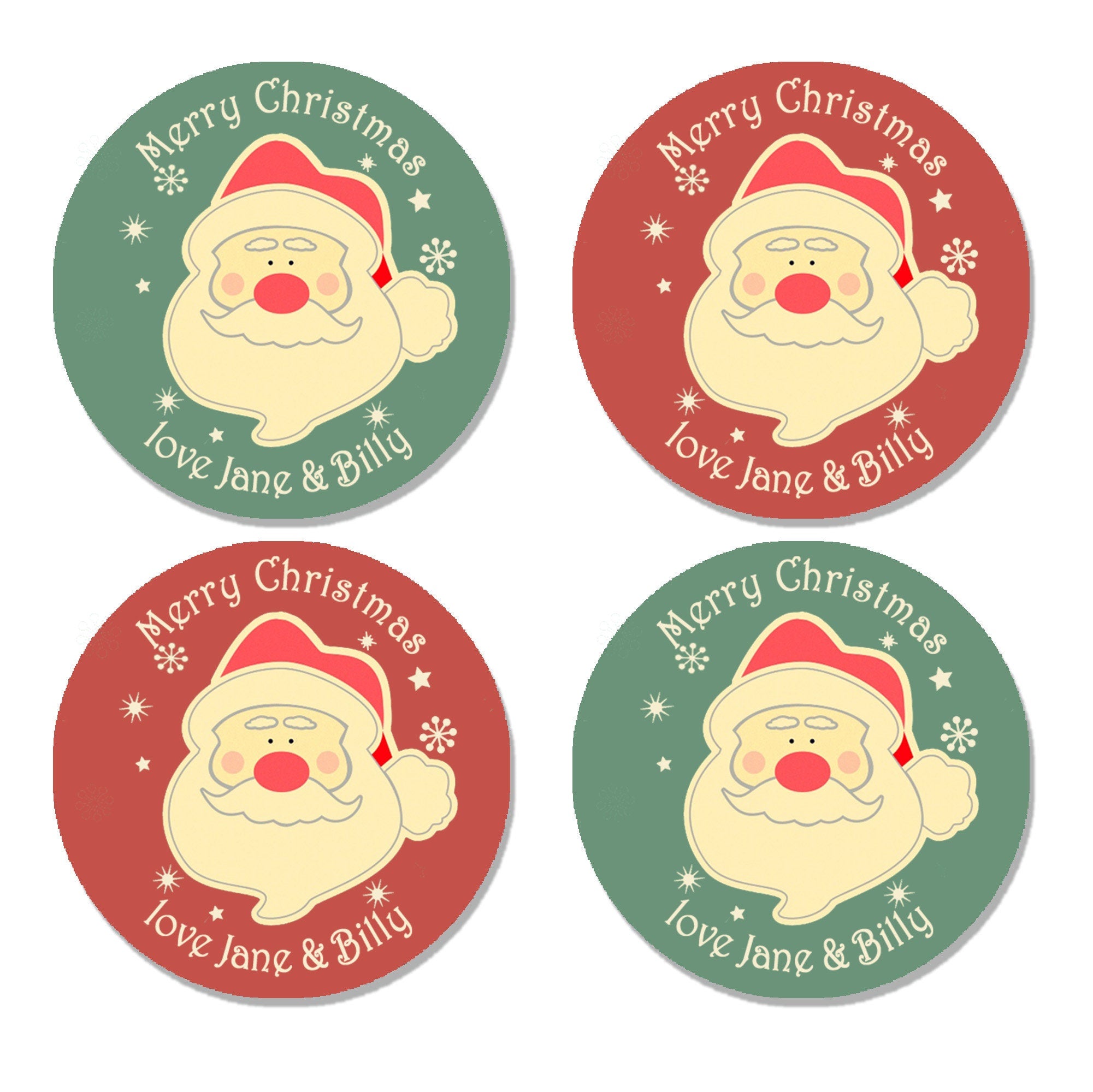 24 Personalised Christmas Stickers Gift Tag Labels Present Nordic Theme Merry Christmas