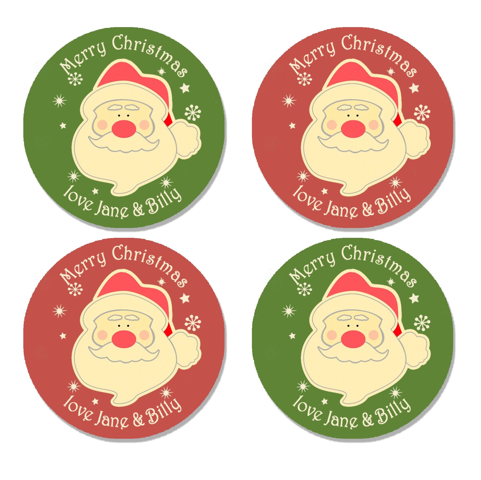 24 Personalised Christmas Stickers Gift Tag Labels Present Nordic Theme Merry Christmas