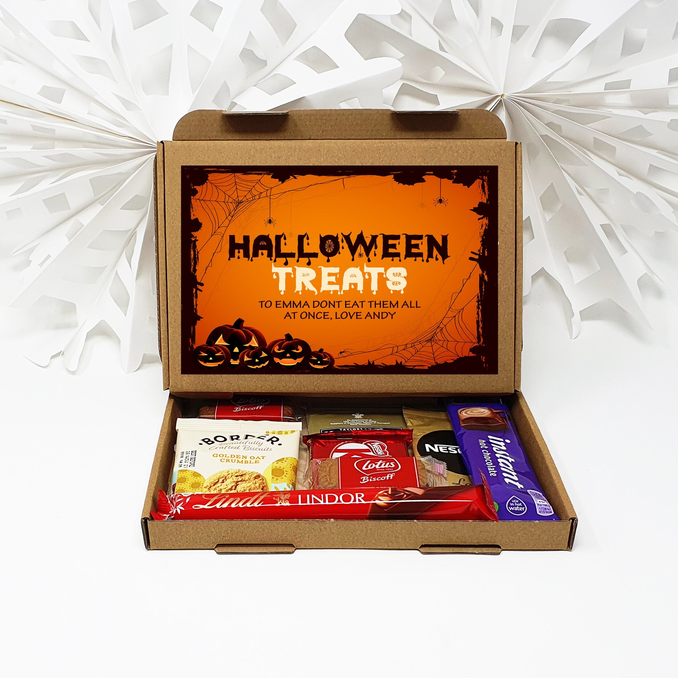 Personalised Halloween Sweets Box Trick or Treat Gift Hamper Mail Candy Retro Crafts