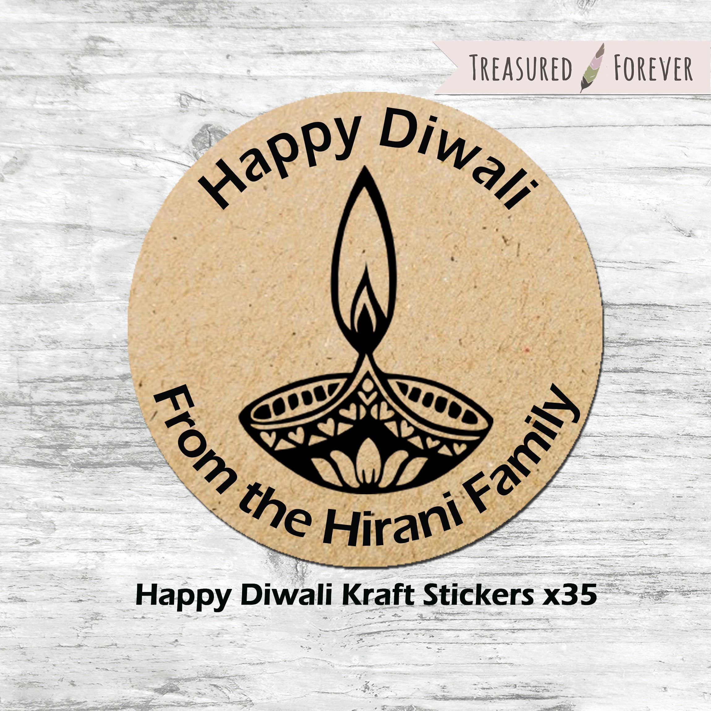 Personalised Diwali / Divali / Sal Mubarak Celebration Paisley x 35 Gift Present Stickers