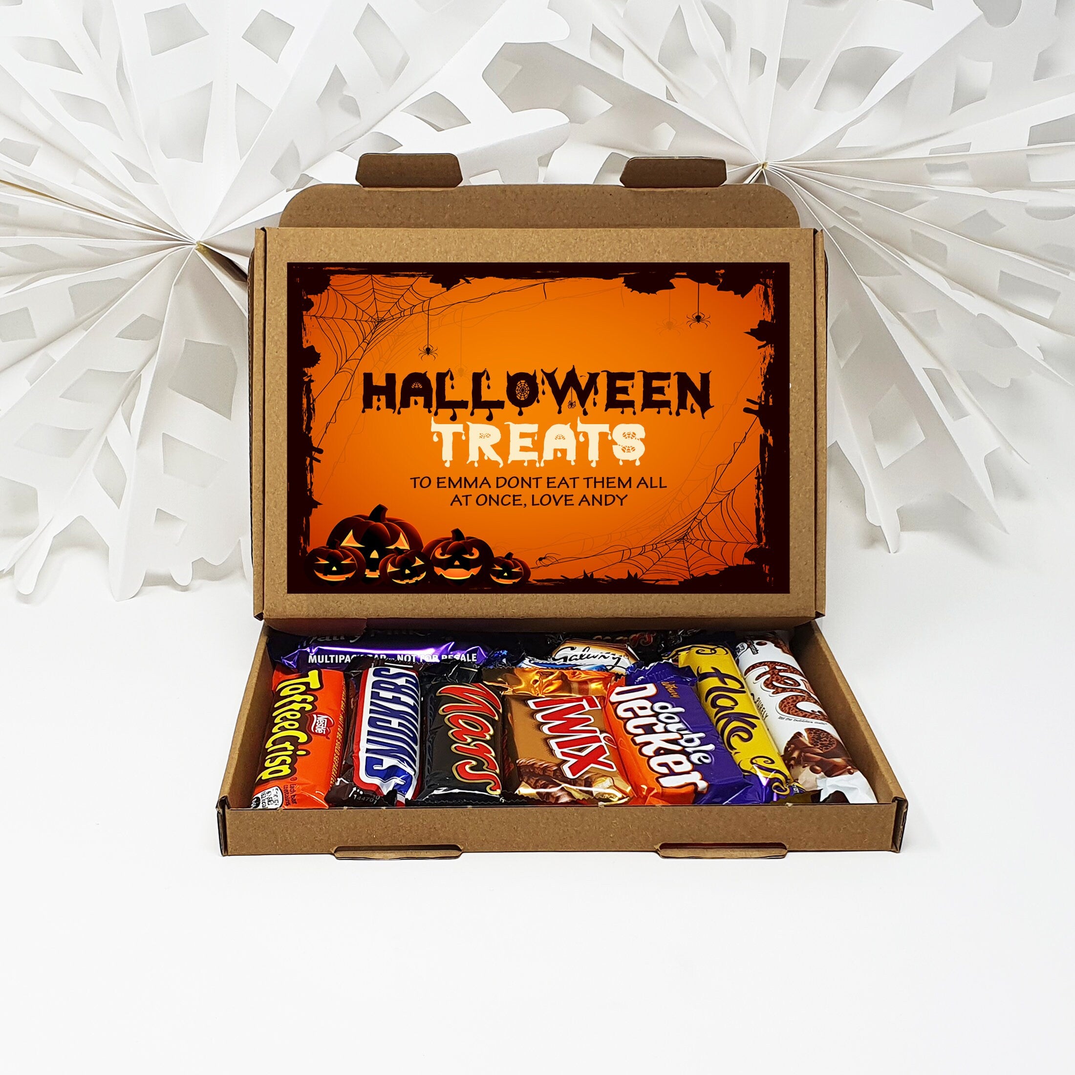 Personalised Halloween Sweets Box Trick or Treat Gift Hamper Mail Candy Retro Crafts