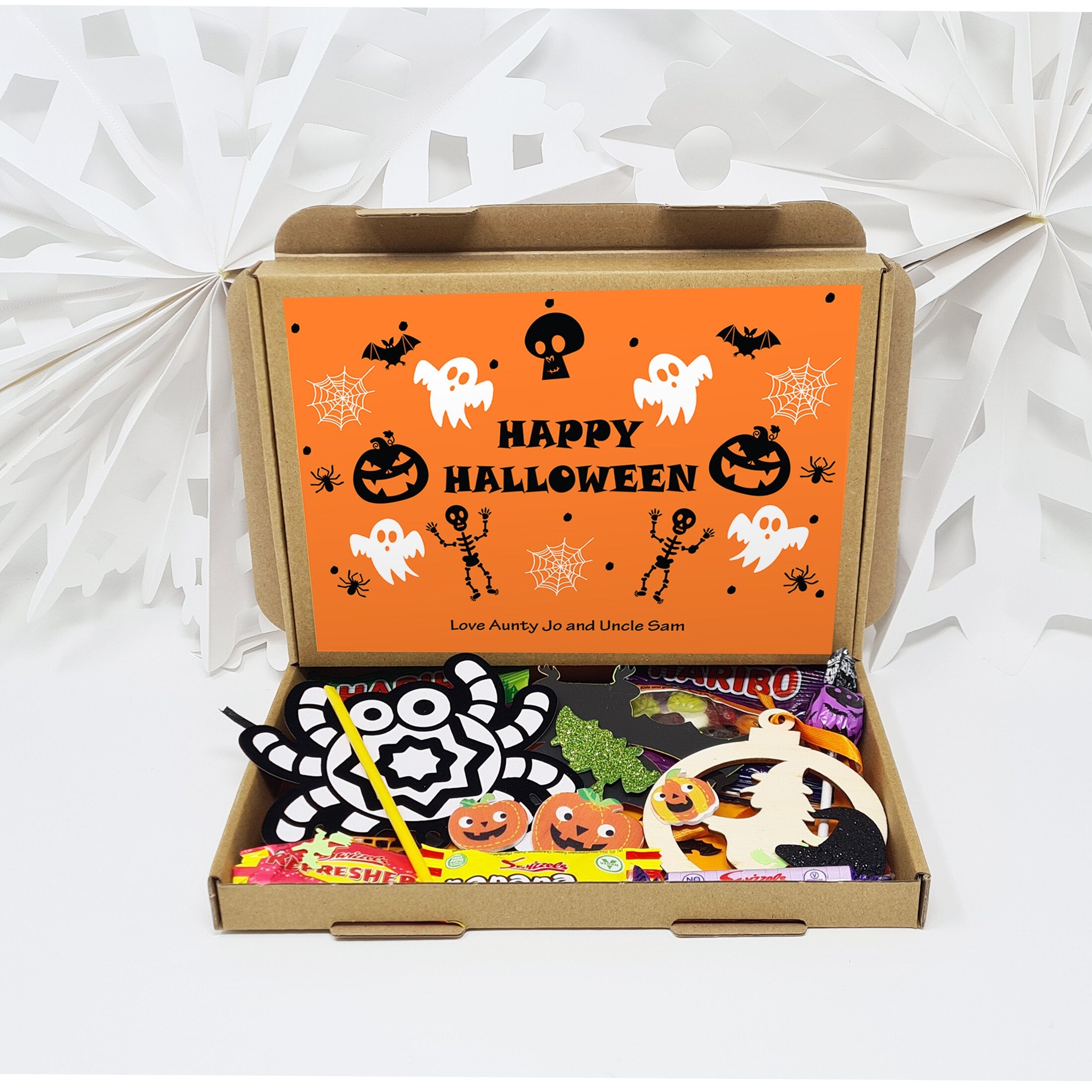 Personalised Halloween Sweets Box Trick or Treat Gift Hamper Mail Candy Retro Crafts