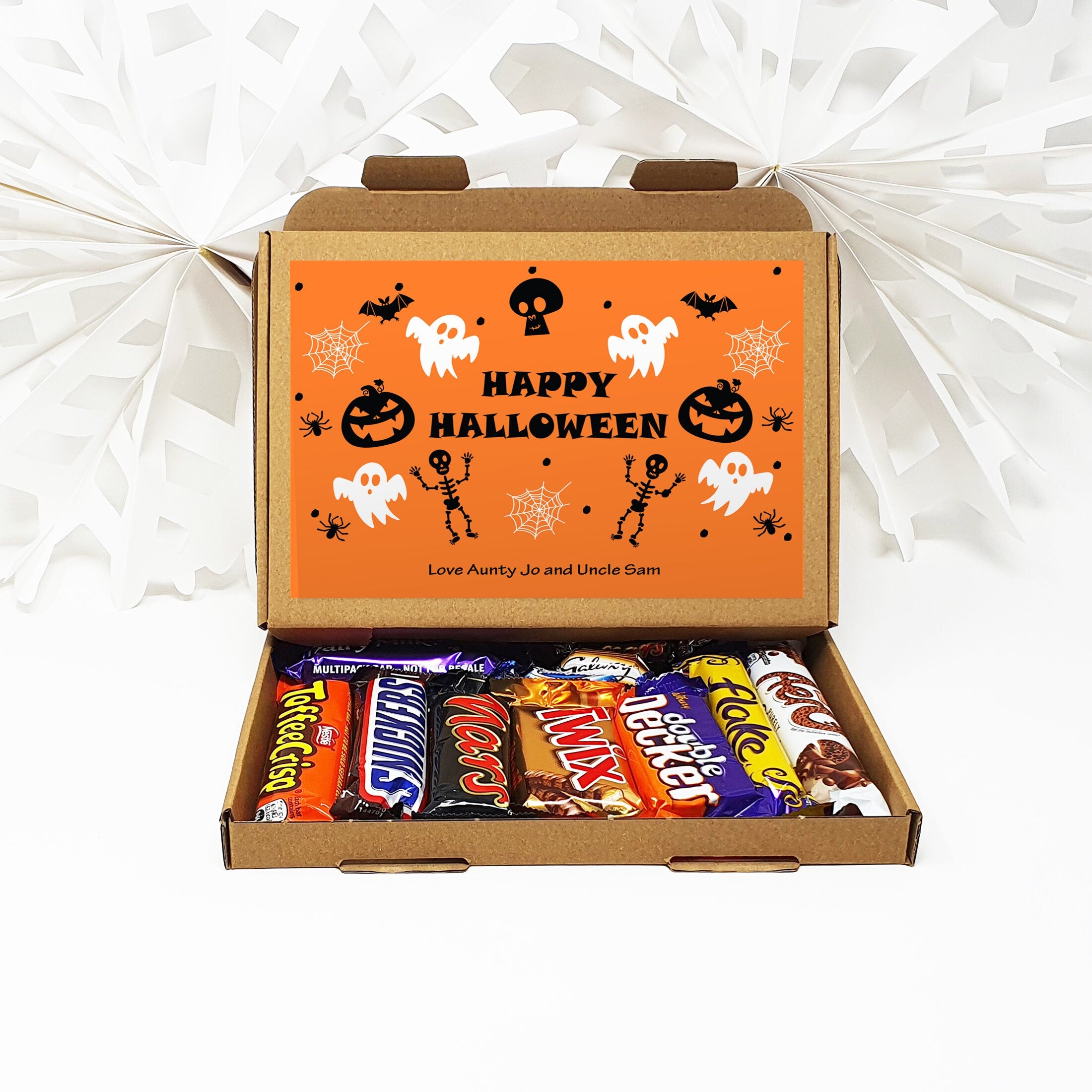 Personalised Halloween Sweets Box Trick or Treat Gift Hamper Mail Candy Retro Crafts