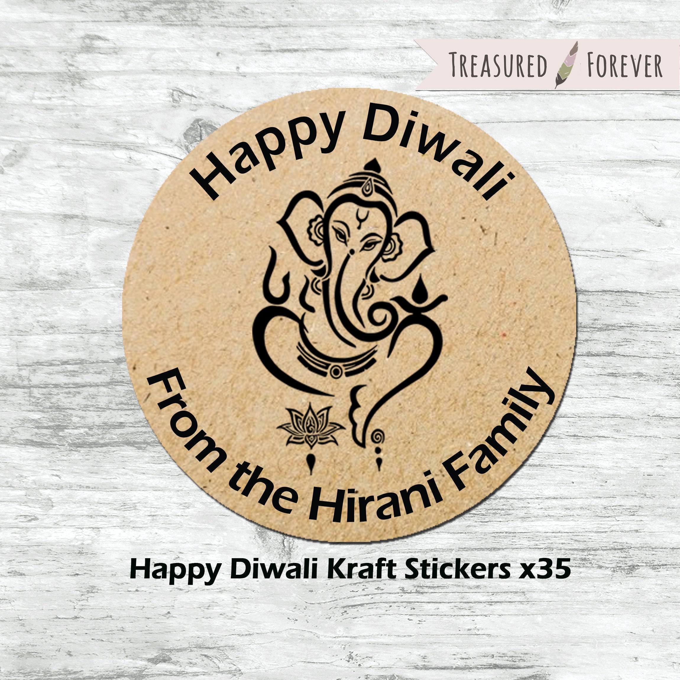 Personalised Diwali / Divali / Sal Mubarak Celebration Paisley x 35 Gift Present Stickers