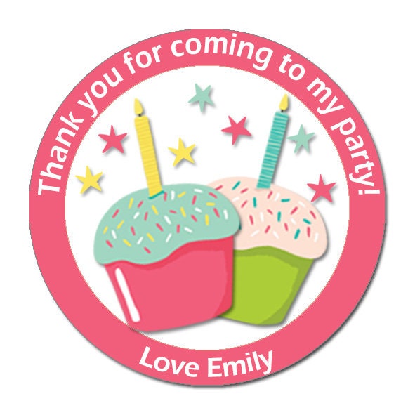 Personalised Birthday Stickers For Party Thank You Sweet Cone Bags