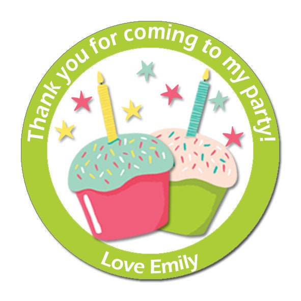 Personalised Birthday Stickers For Party Thank You Sweet Cone Bags