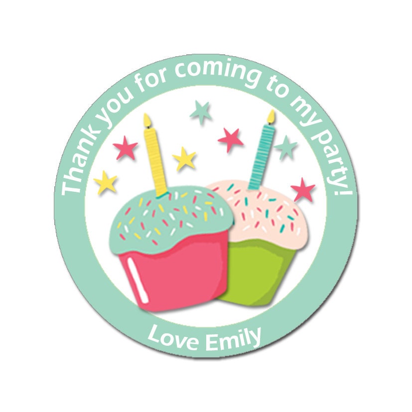 Personalised Birthday Stickers For Party Thank You Sweet Cone Bags