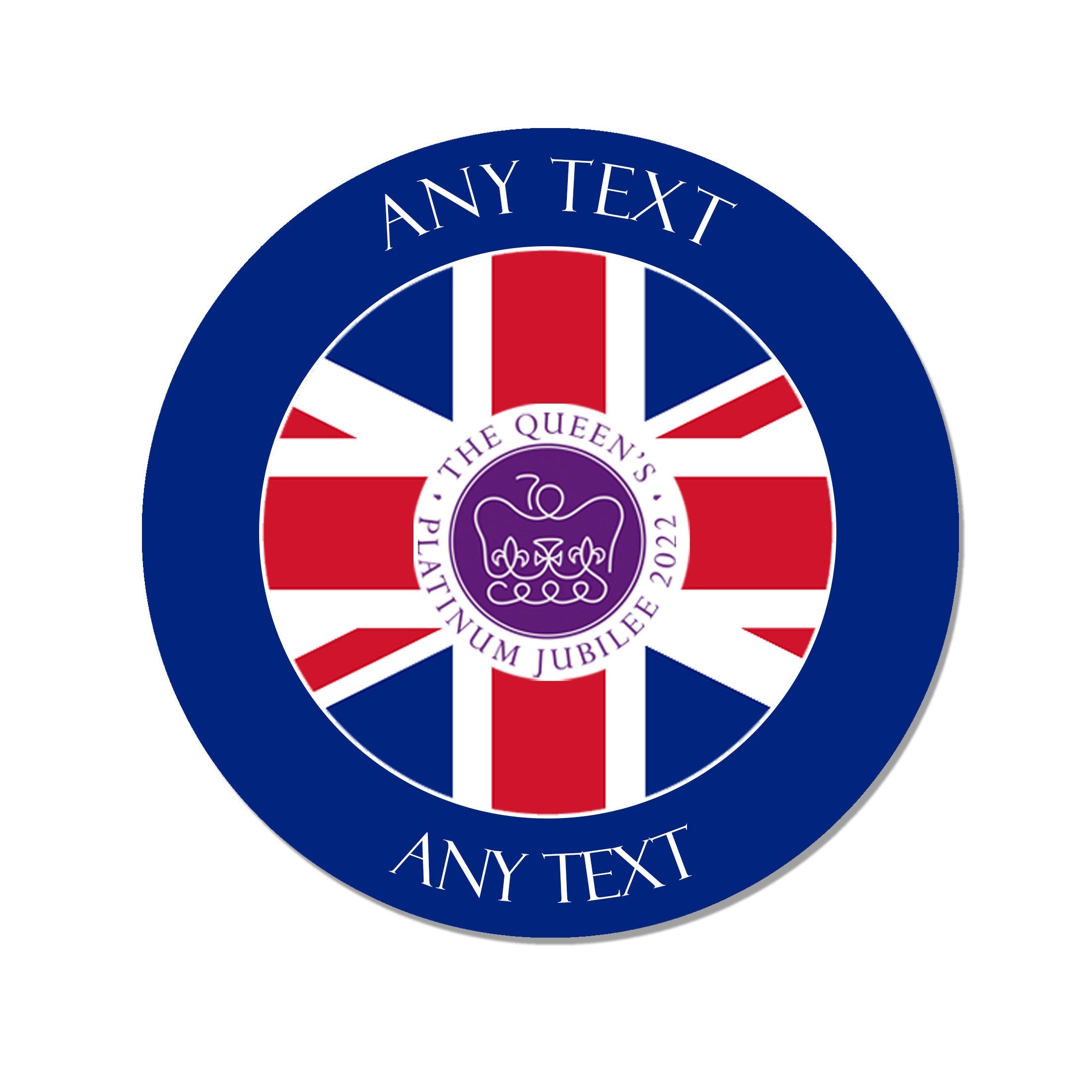 Personalised Queens Platinum Jubilee Union Jack 2022 Street Party Decoration 45mm Stickers Cones - Any Text