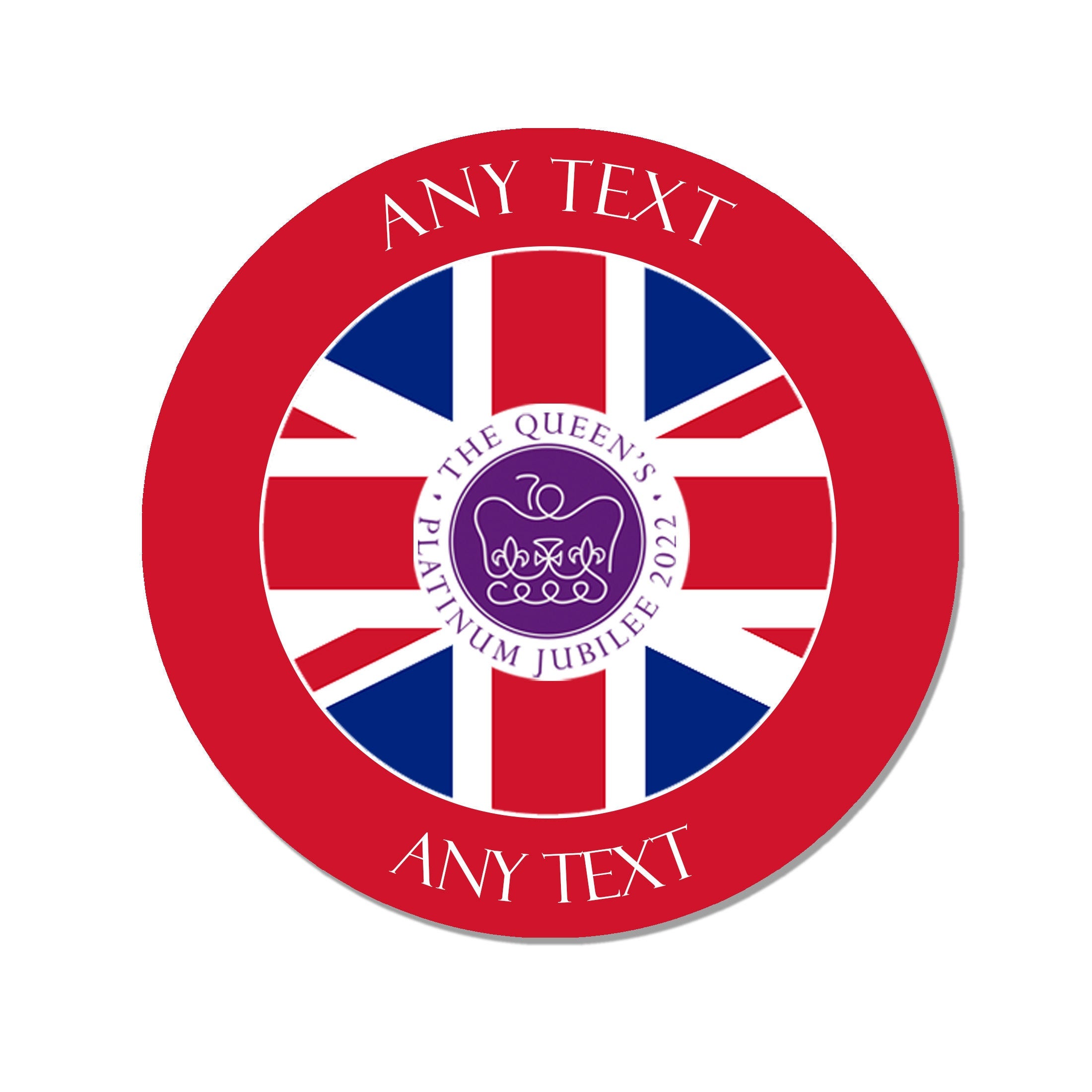 Personalised Queens Platinum Jubilee Union Jack 2022 Street Party Decoration 45mm Stickers Cones - Any Text