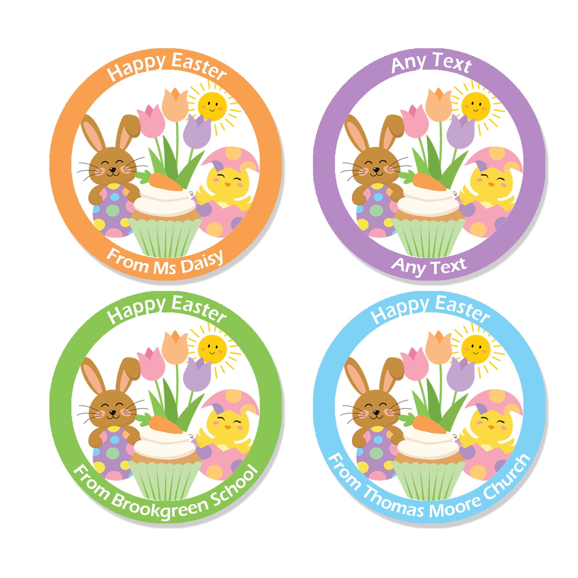 Personalised Stickers Easter End of Term Summer Gift Stickers - Thank you, Happy Easter from Teacher School