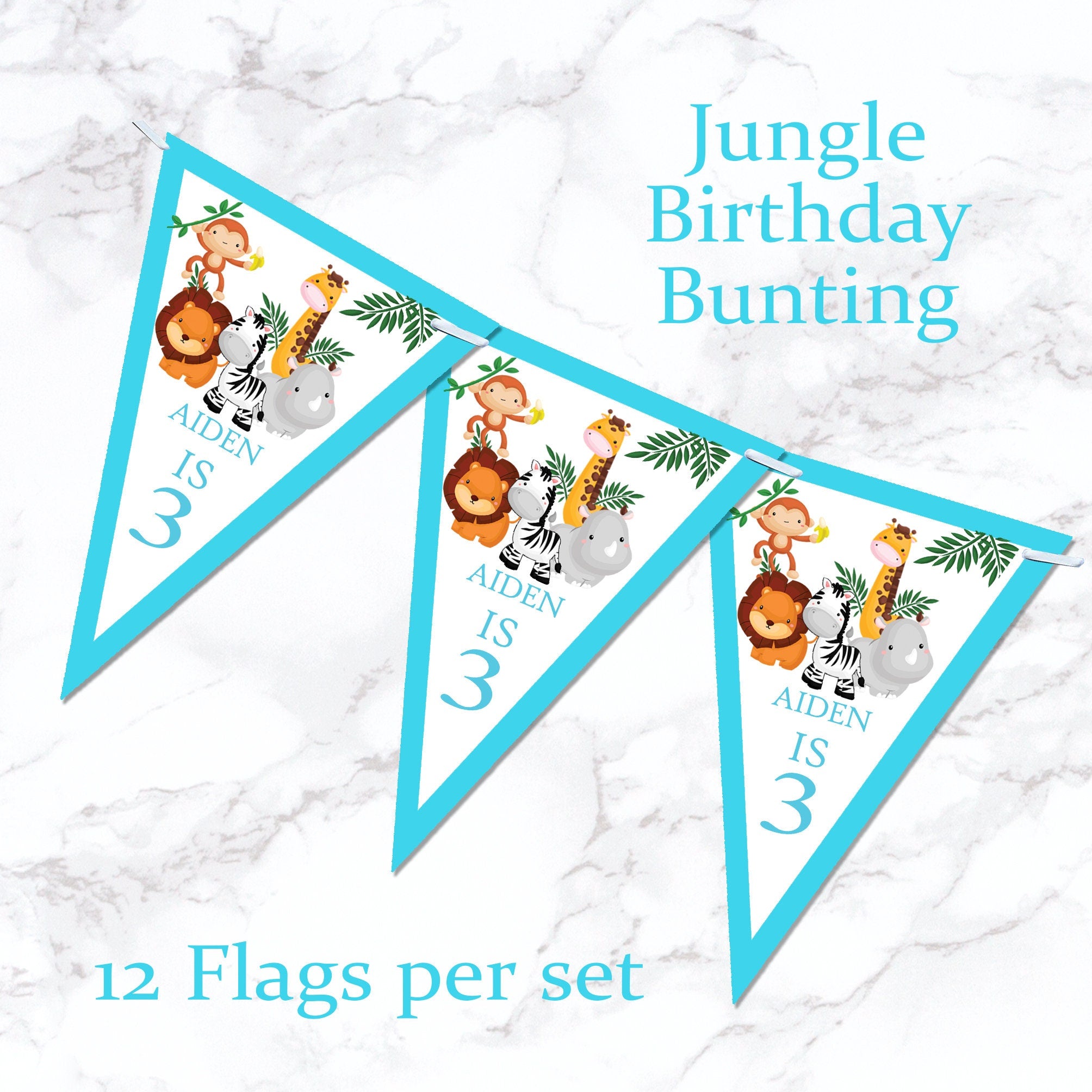 Personalised Jungle Animal Birthday Stickers For Party Thank You Sweet Cone Bags