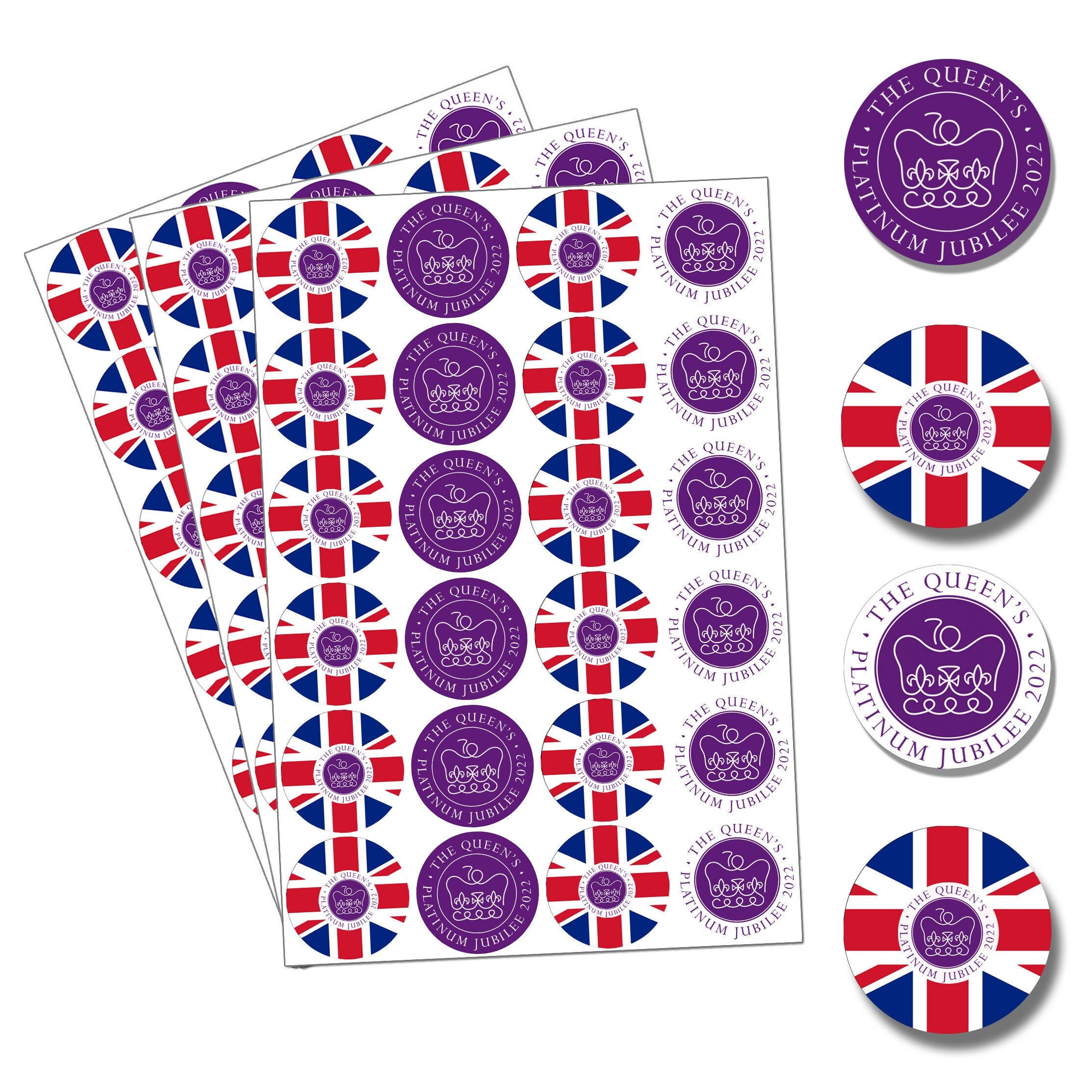 Queens Platinum Jubilee Union Jack 2022 Street Party Decoration 45mm Stickers Cones