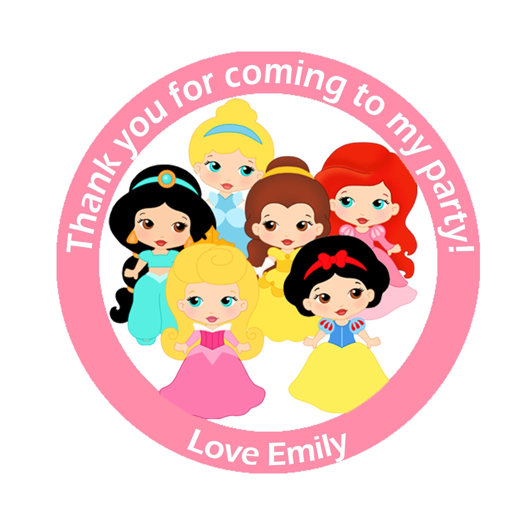 Personalised Princess Birthday Stickers For Party Thank You Sweet Cone Bags