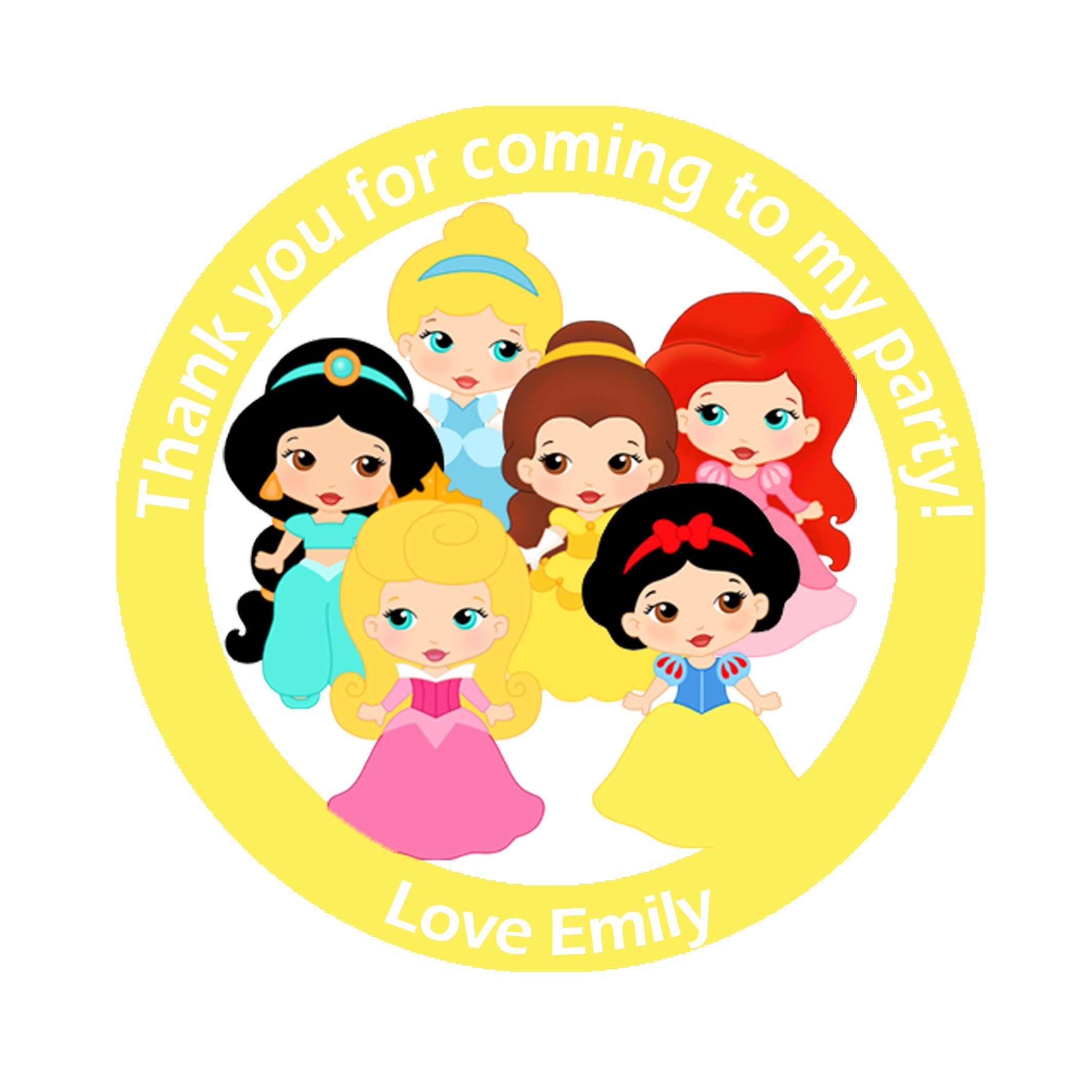 Personalised Princess Birthday Stickers For Party Thank You Sweet Cone Bags