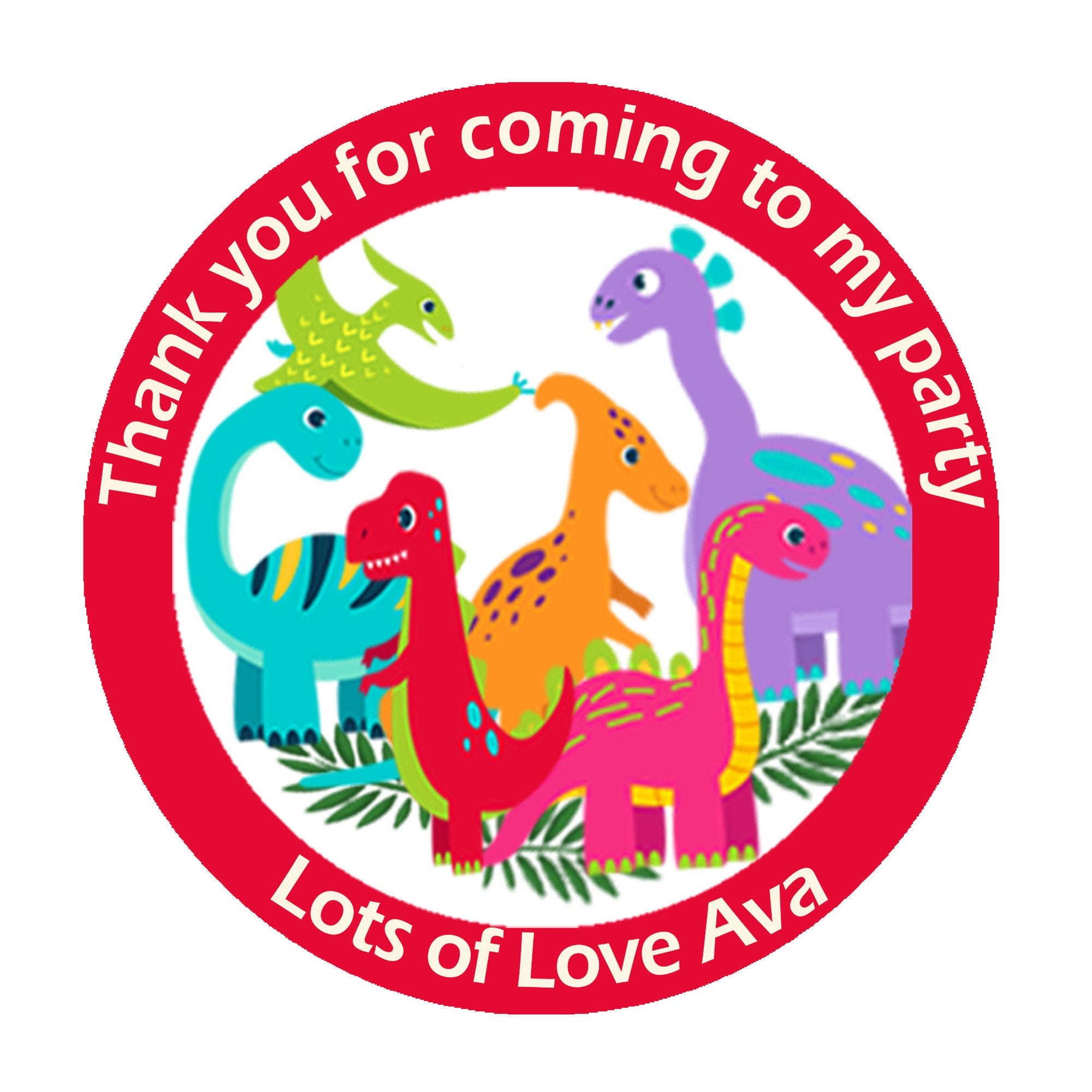 Personalised Dinosaur Birthday Stickers For Party Thank You Sweet Cone Bags