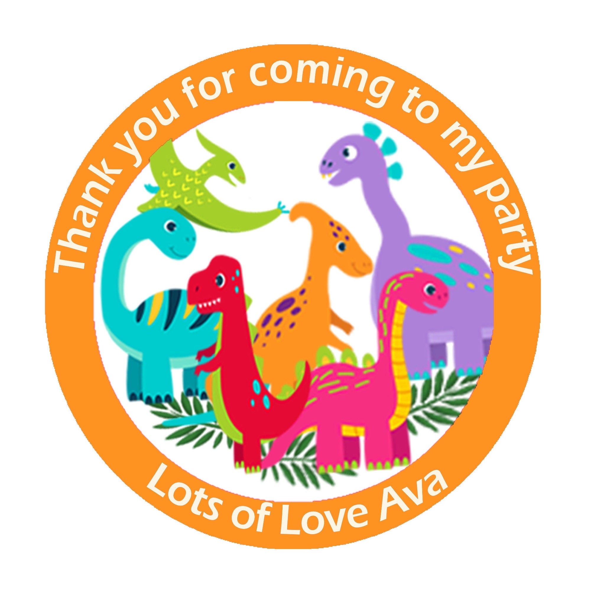 Personalised Dinosaur Birthday Stickers For Party Thank You Sweet Cone Bags