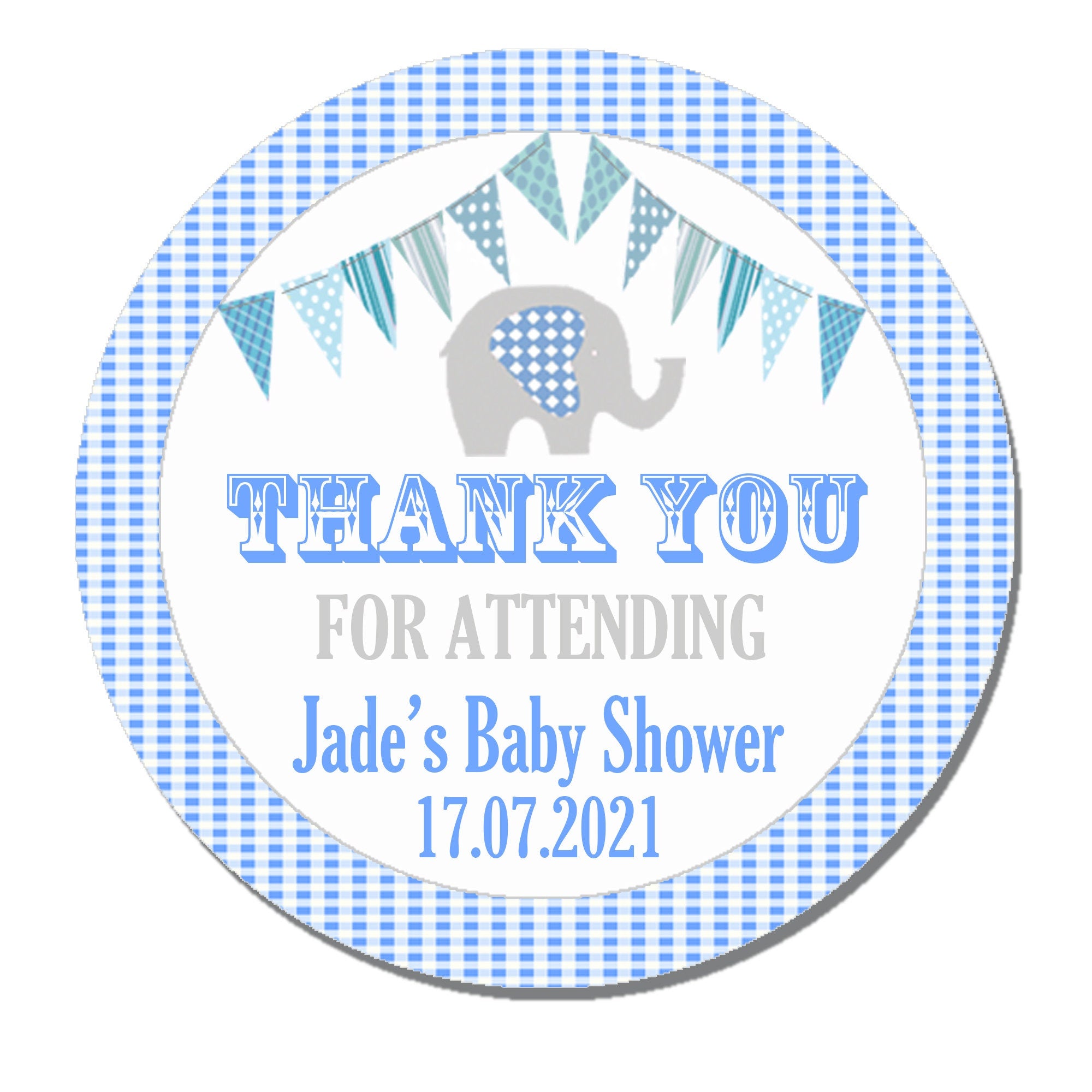 Personalised Baby Shower Stickers Thank You Sweet Cone Bags Favour Elephant