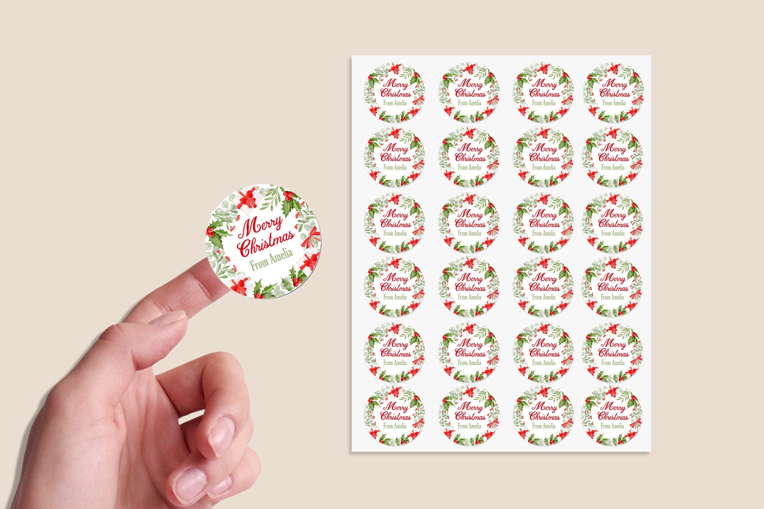 24 Personalised Christmas Stickers Gift Tag Labels Present Delivery From Santa