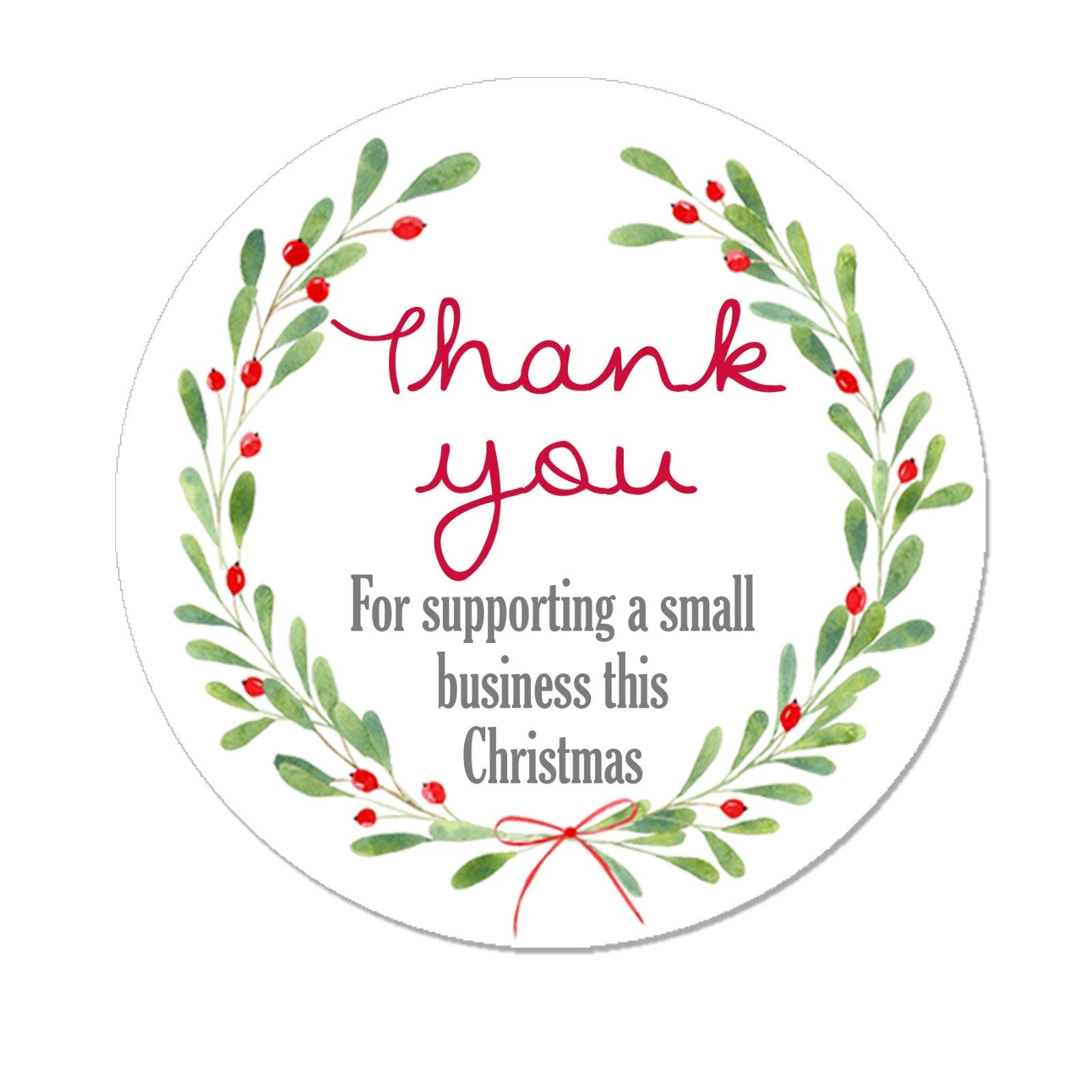 35 Christmas Stickers Thank you Gift Tag Labels Small business support Wreath