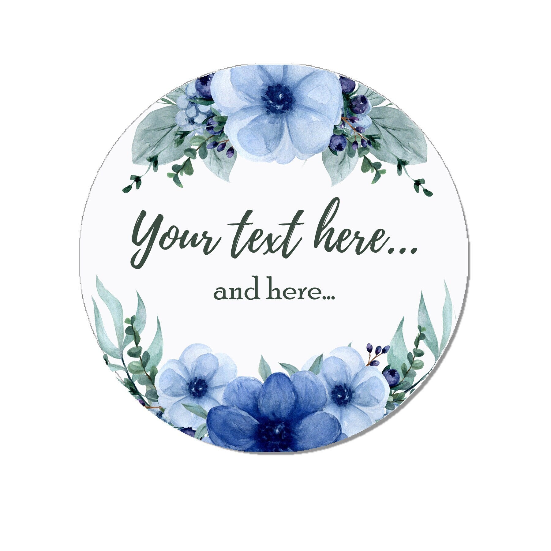 35 Personalised Wedding Navy Floral Shabby Effect Favour Thank you Stickers