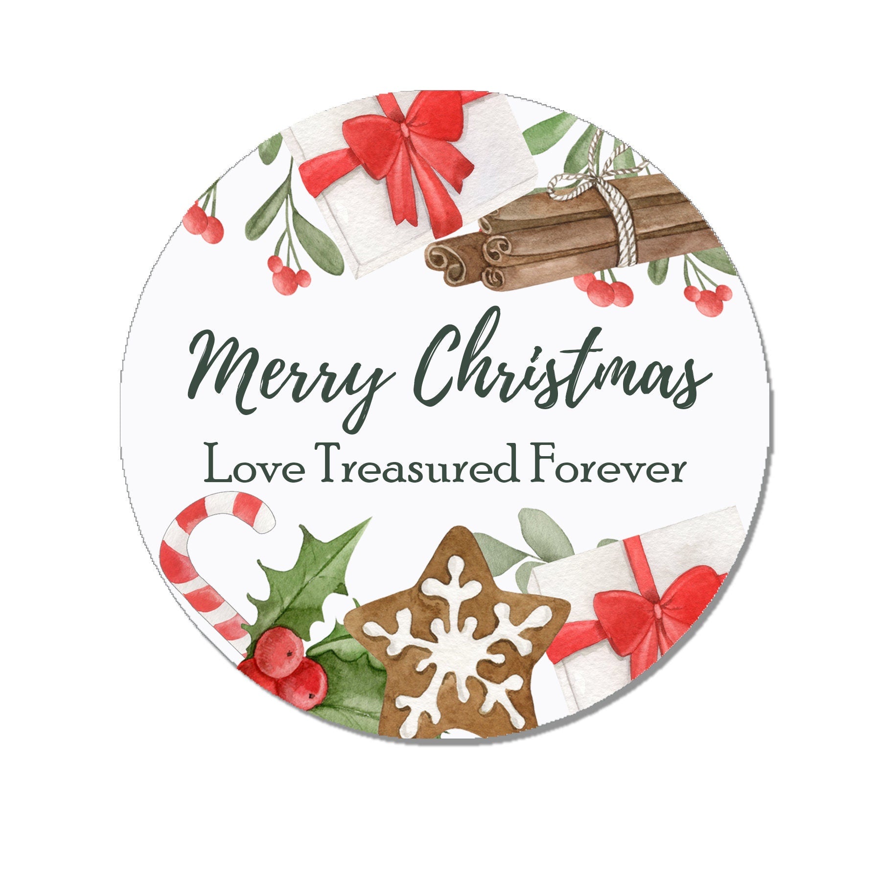 35 Personalised Christmas Stickers Floral Festive Gift Tag Labels Present Circle Delivery from Santa