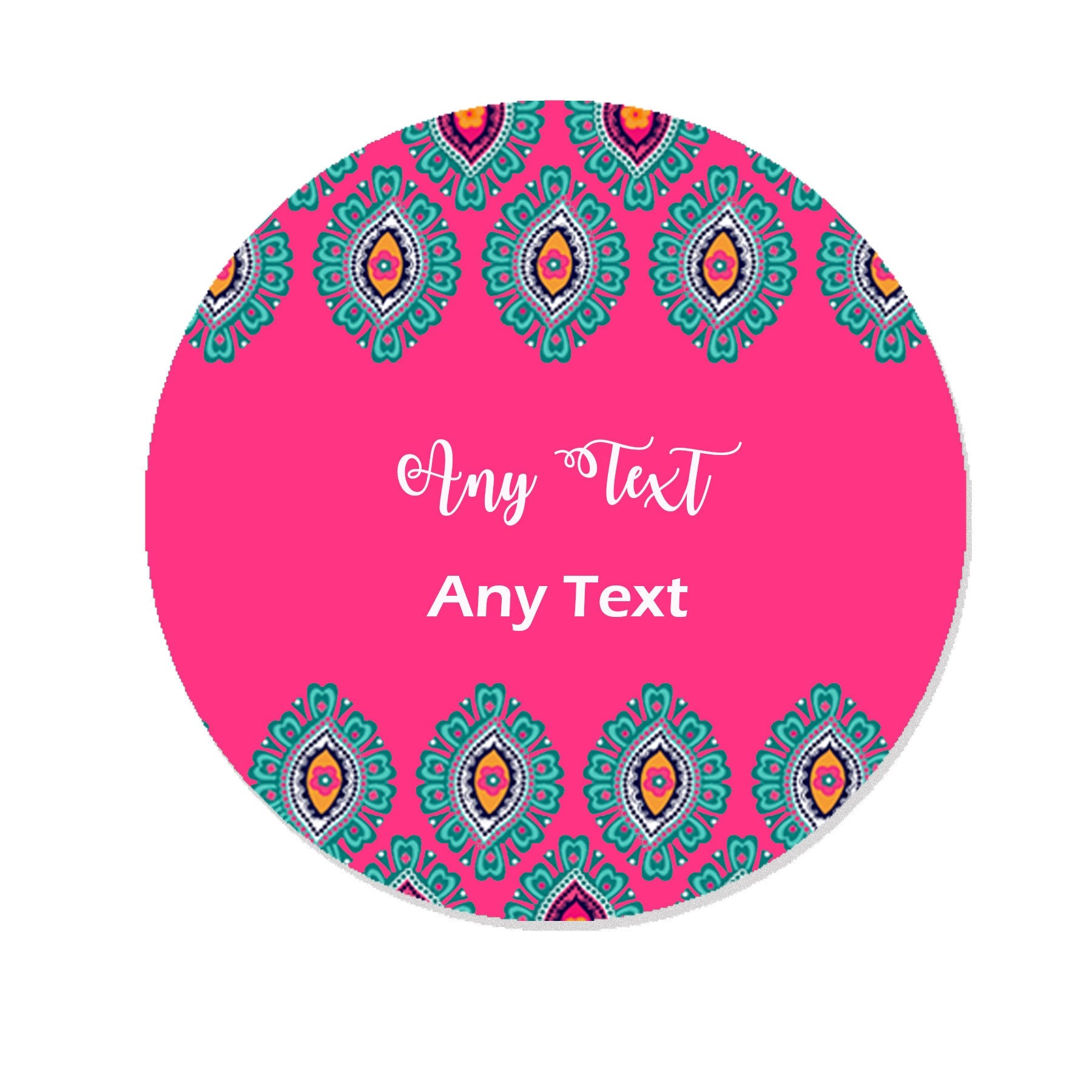 Personalised Eid Mubarak & Ramadan Muslim Islamic Celebration Paisley Teal Orange Pink x 35 Stickers