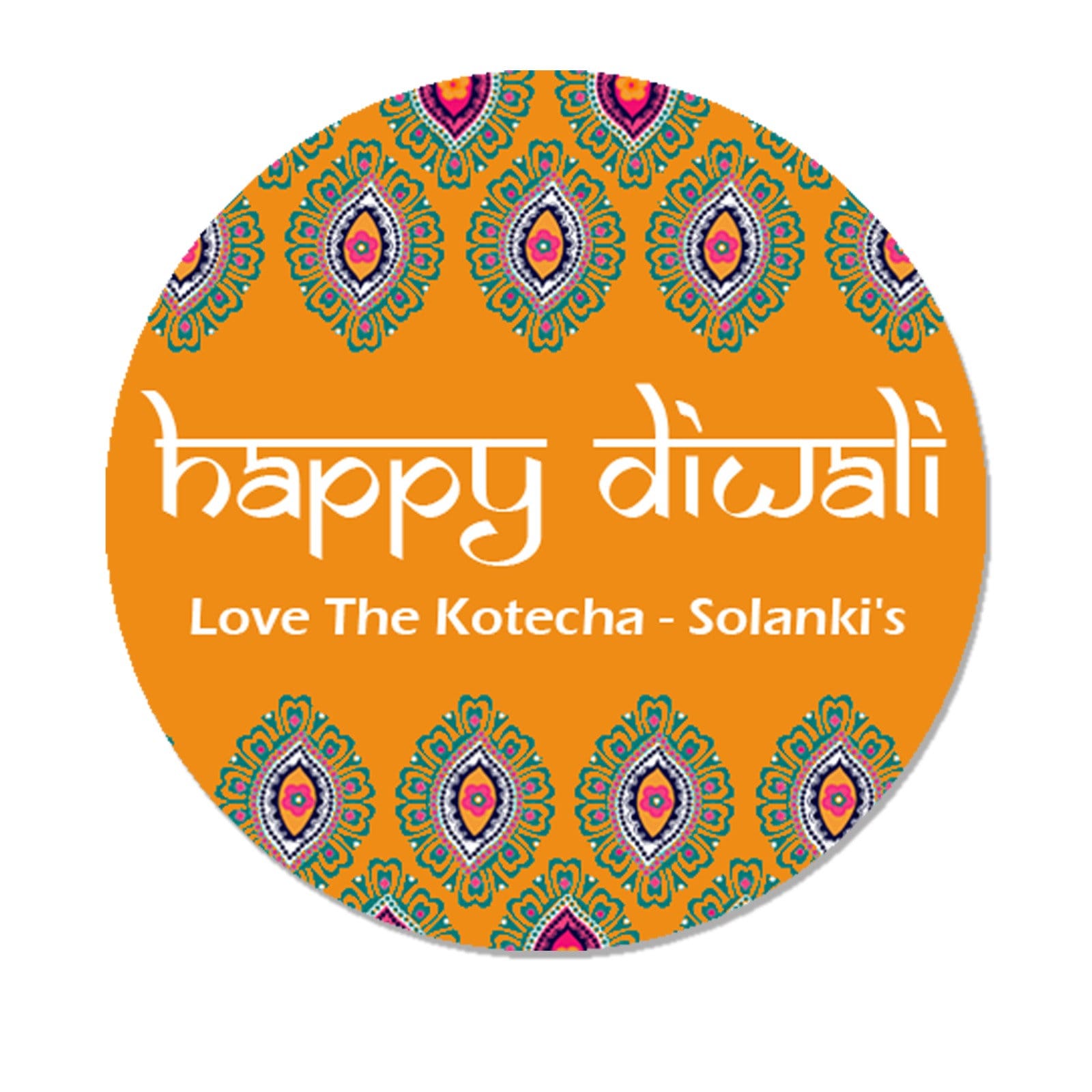 Personalised Diwali / Divali / Sal Mubarak Celebration Paisley x 35 Gift Present Stickers