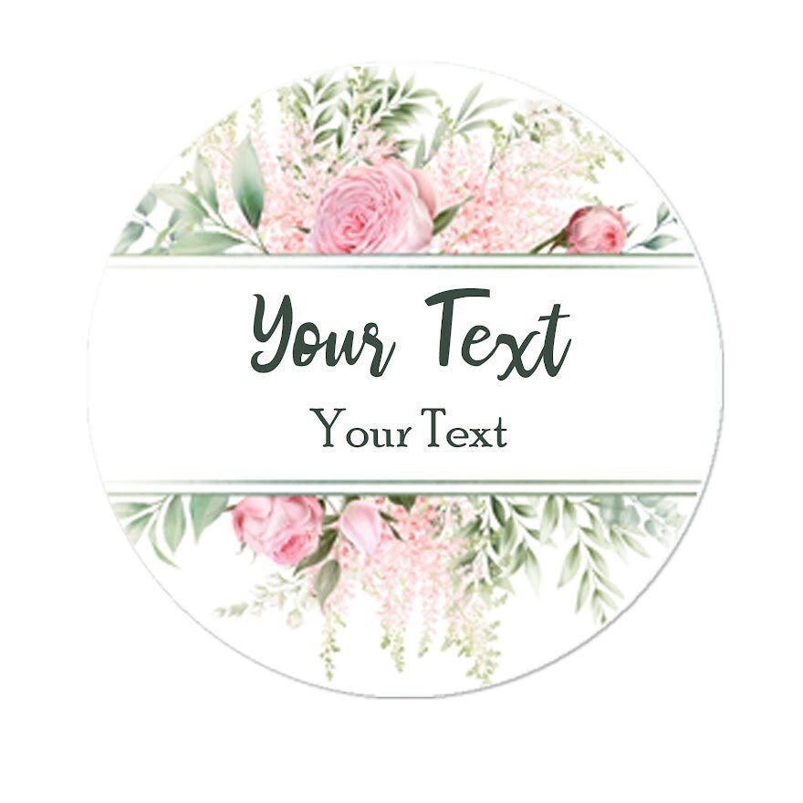 35 Personalised Wedding Stickers Shabby Effect Favour Pink Floral Thank you Gift Favour