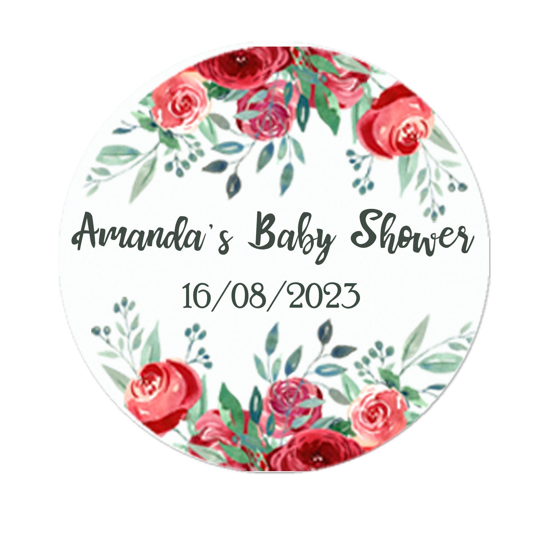 35 Personalised Floral Baby Shower Stickers - Thank You Sweet Cone Bags Favour Luxury - Various colours