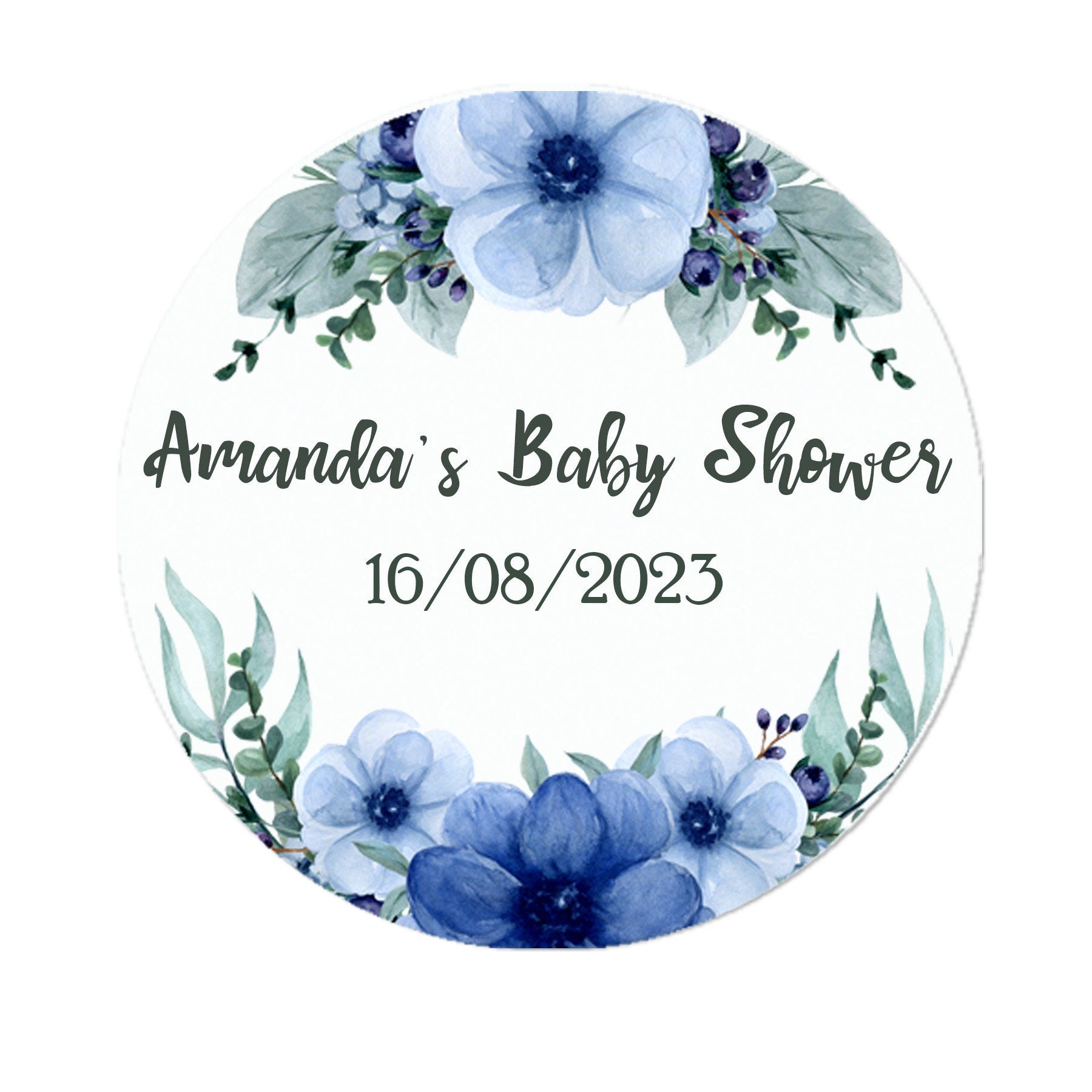 35 Personalised Floral Baby Shower Stickers - Thank You Sweet Cone Bags Favour Luxury - Various colours