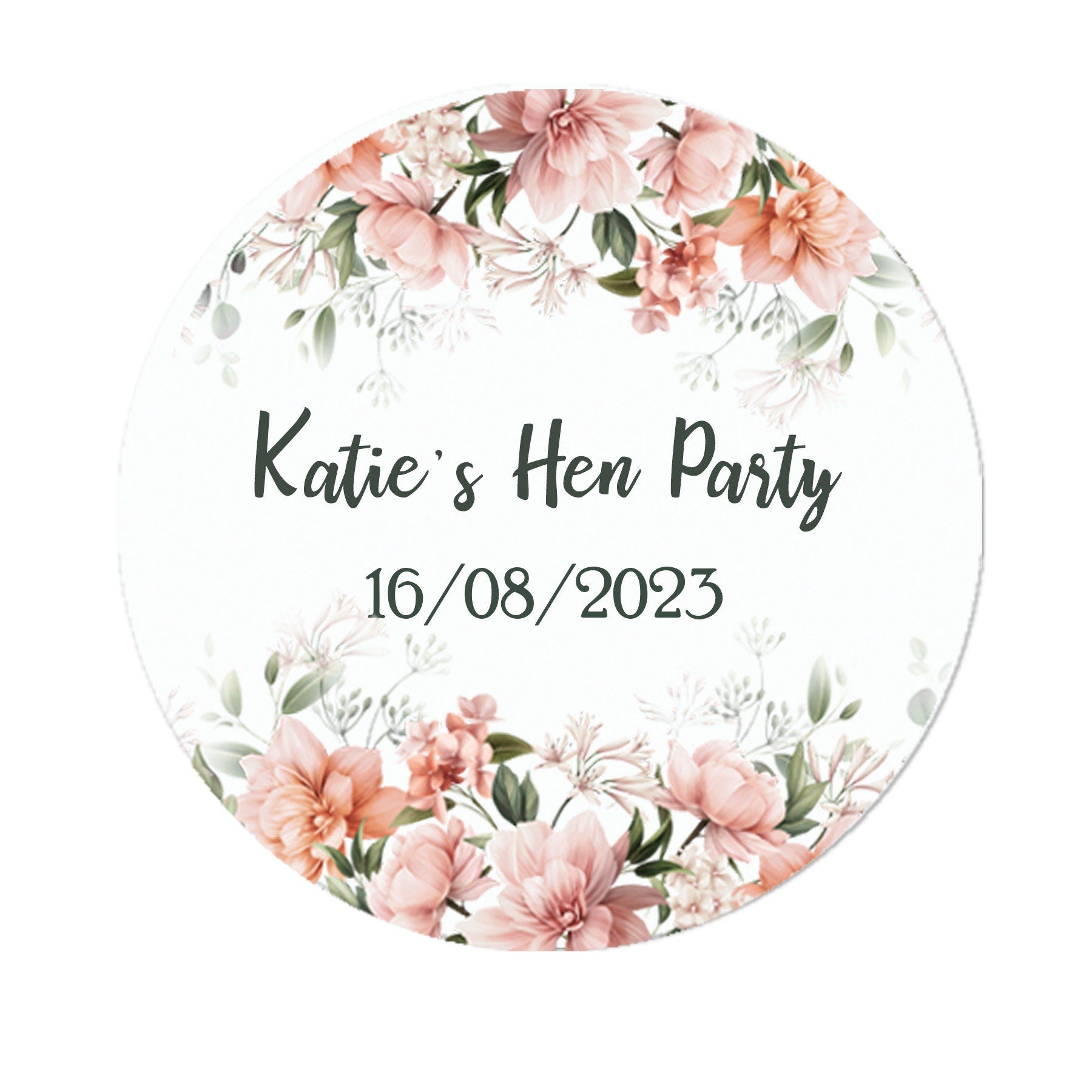 35 Personalised Floral Hen Party Bridal Shower Stickers - Thank You Sweet Cone Bags Favour Luxury - Various colours