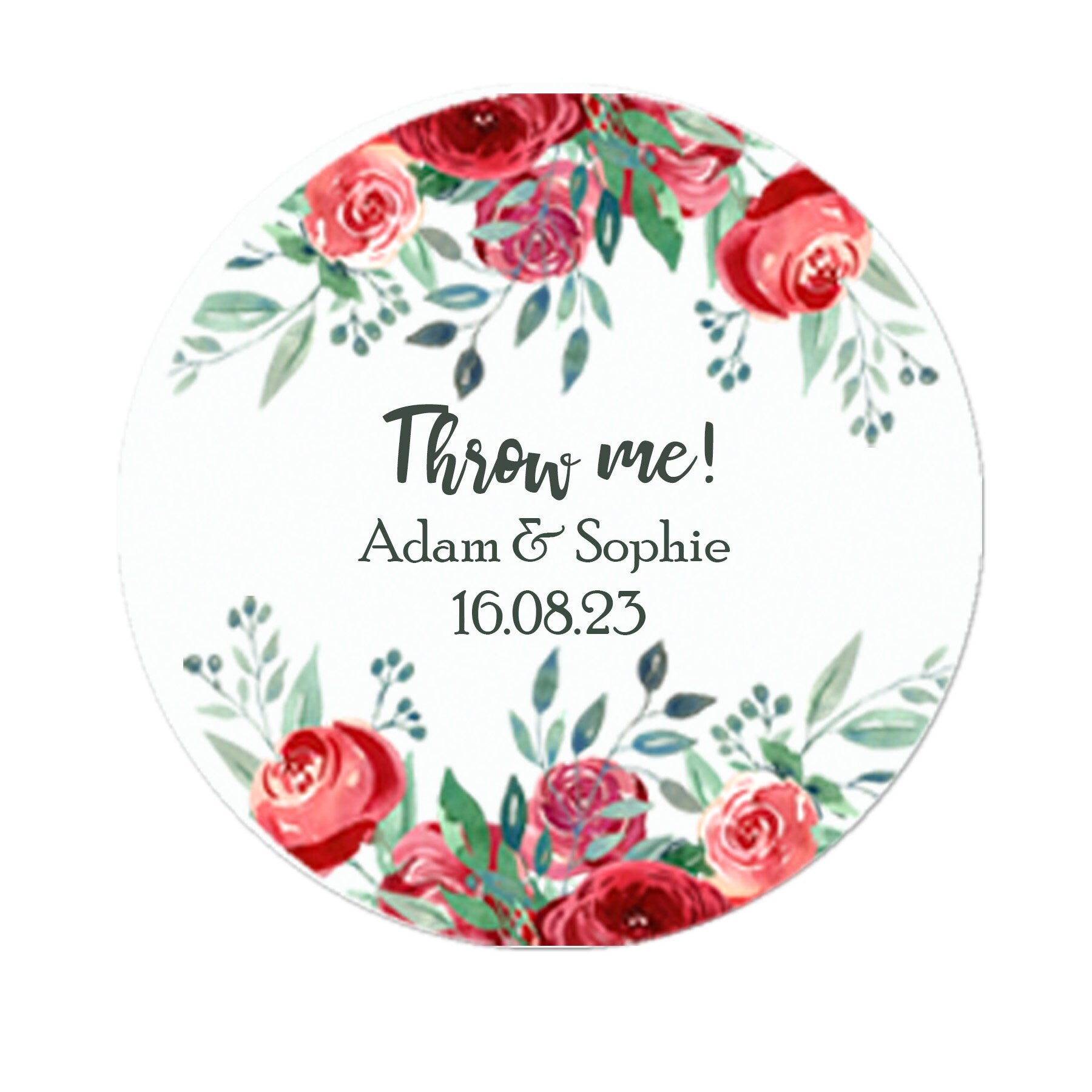 35 Personalised Confetti Wedding Stickers Sprinkle the Love, Throw me, Cone Bags Favour Luxury - Various colours