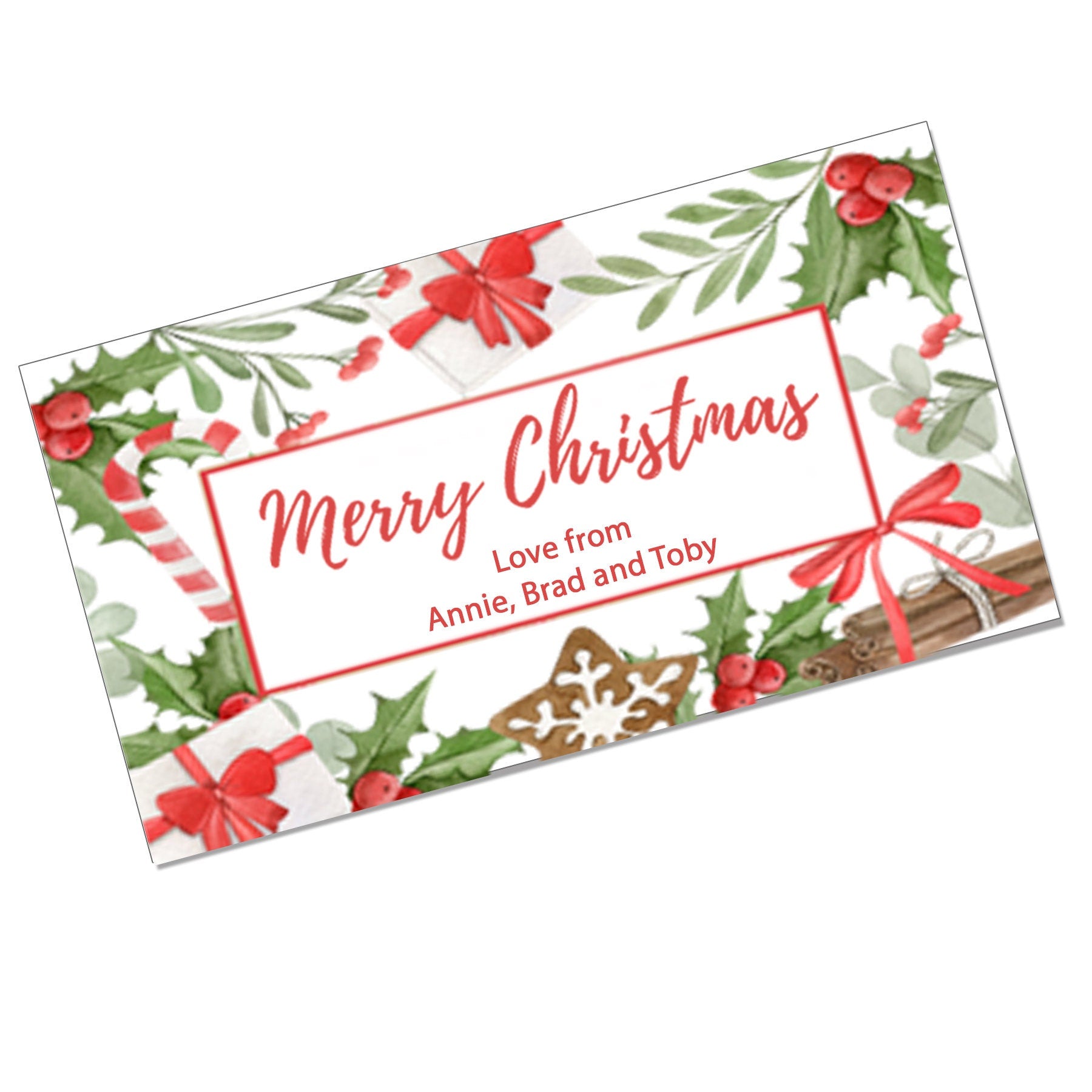 24 Personalised Christmas Stickers Floral Festive Gift Tag Labels Present Delivery From Santa