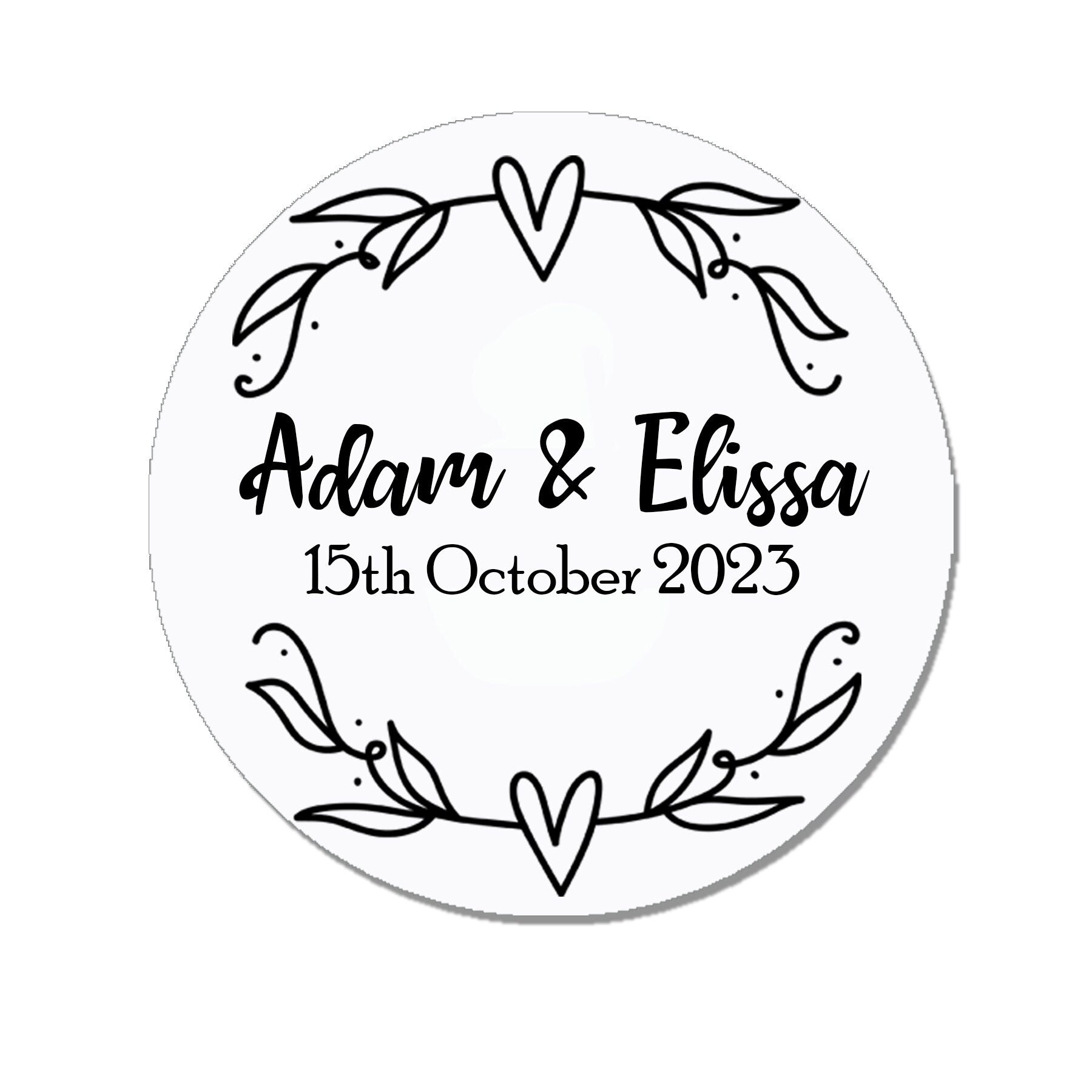 35 Personalised Wedding Shabby Chic Brown Kraft Effect Favour Rustic Heart Stickers