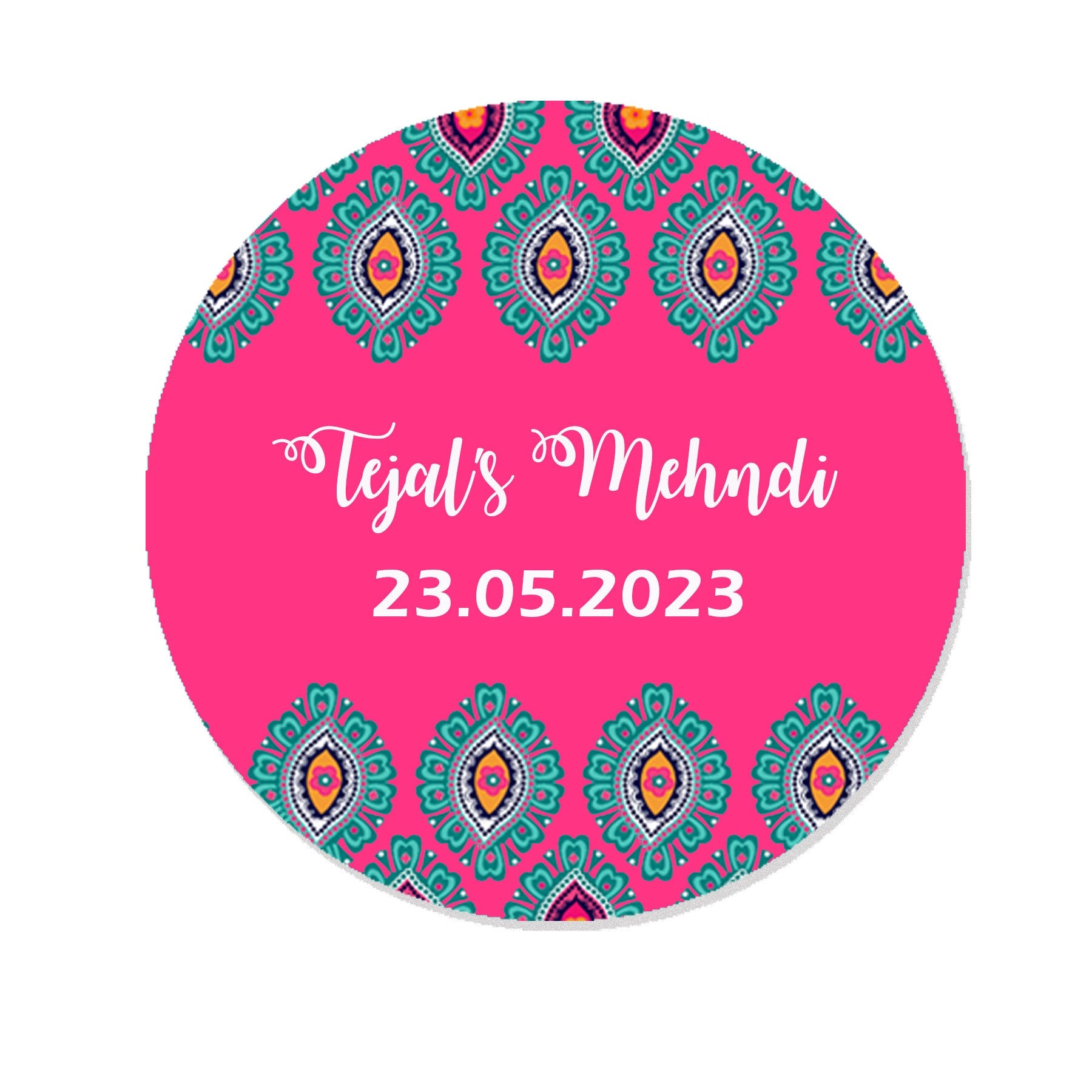 Personalised Mehendi / Mendhi / Jaggo / Jago / Sangeet Celebration Favour Gift x 35 Paisley Stickers