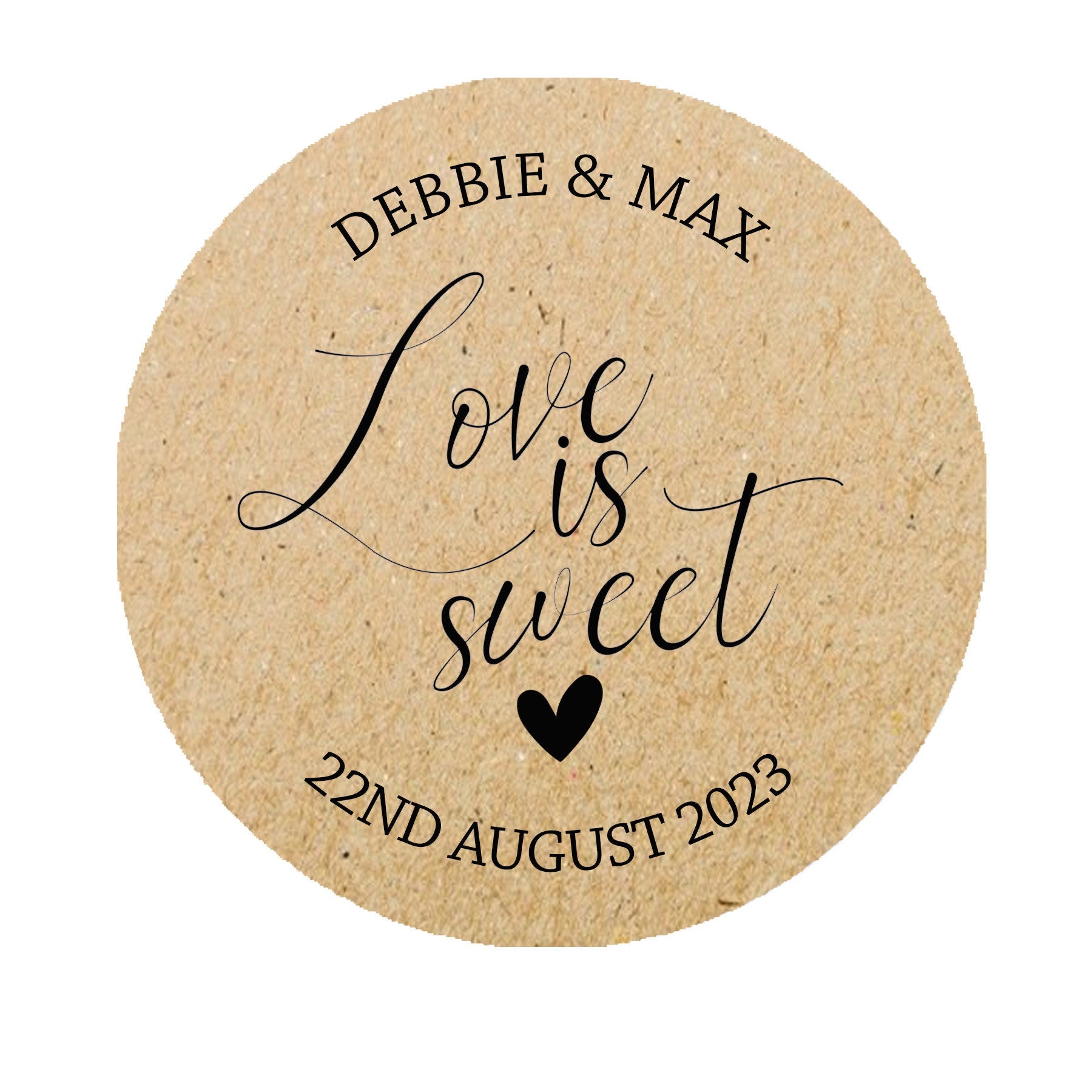 35 Personalised Sweet Wedding Stickers - Love is sweet Cone Bags Favour Luxury labels - Various colours