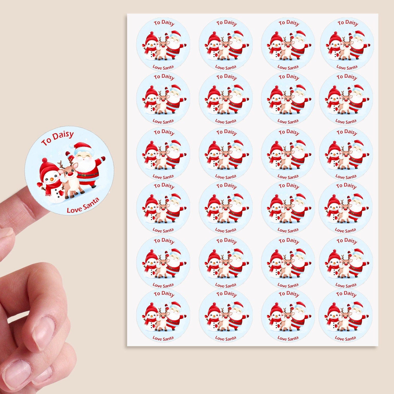 24 Personalised Christmas Stickers Delivery From Santa North Pole Gift Tag Cute Labels Present Father Christmas Reindeer Penguin