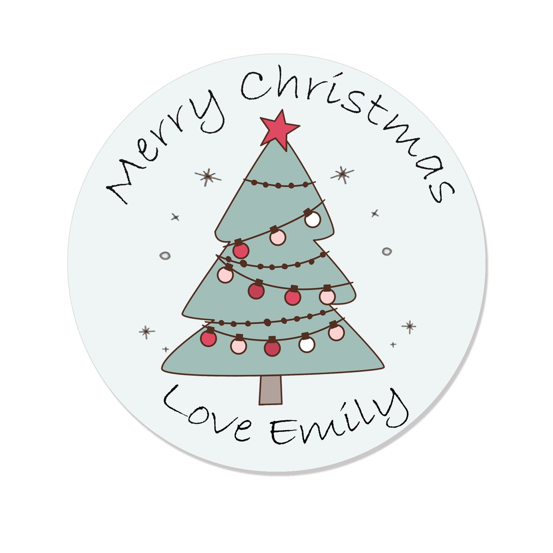 35 Personalised Christmas Cute Stickers Floral Festive Gift Tag Labels Present Circle Delivery from Santa Blue Tree