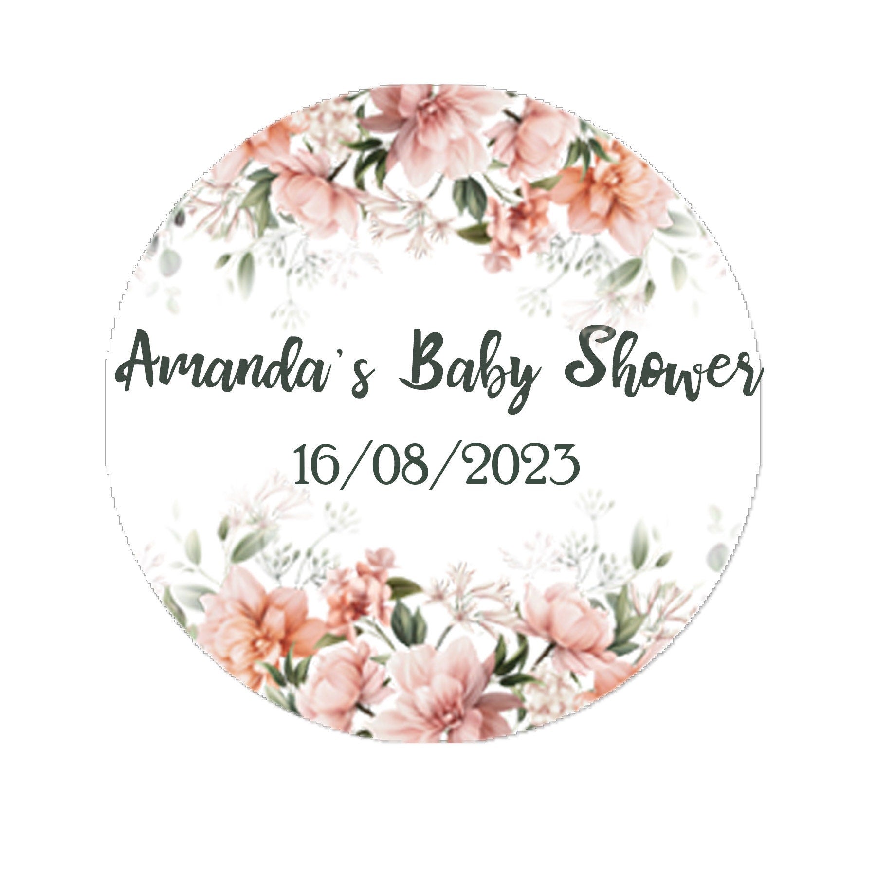 35 Personalised Floral Baby Shower Stickers - Thank You Sweet Cone Bags Favour Luxury - Various colours