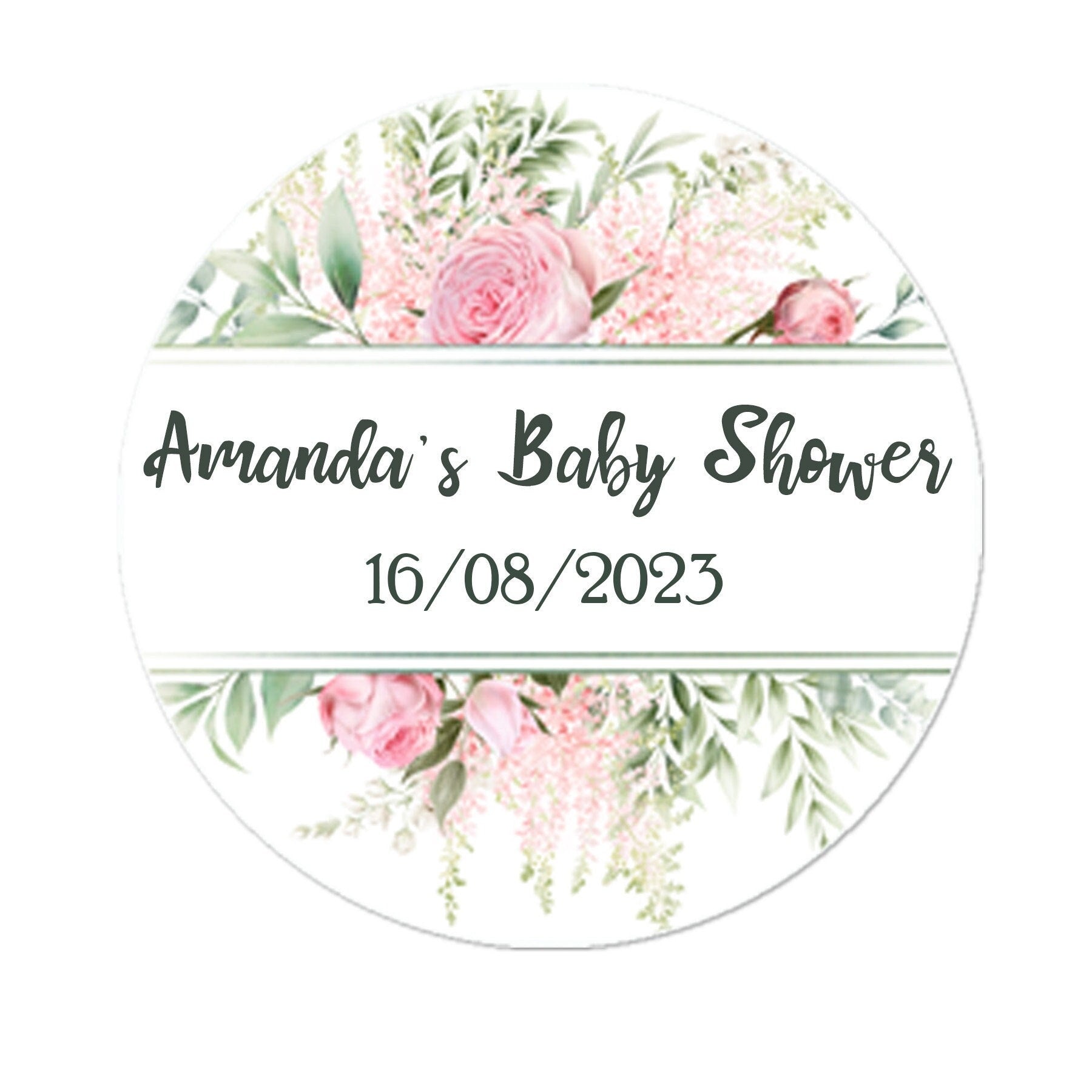 35 Personalised Floral Baby Shower Stickers - Thank You Sweet Cone Bags Favour Luxury - Various colours