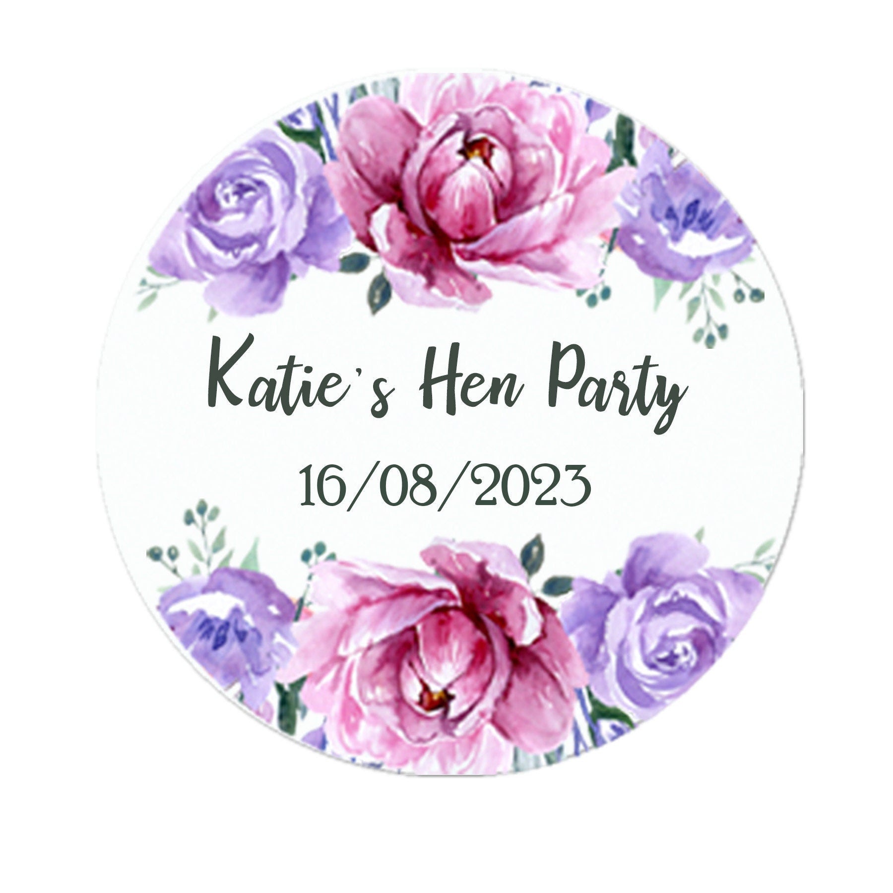 35 Personalised Floral Hen Party Bridal Shower Stickers - Thank You Sweet Cone Bags Favour Luxury - Various colours