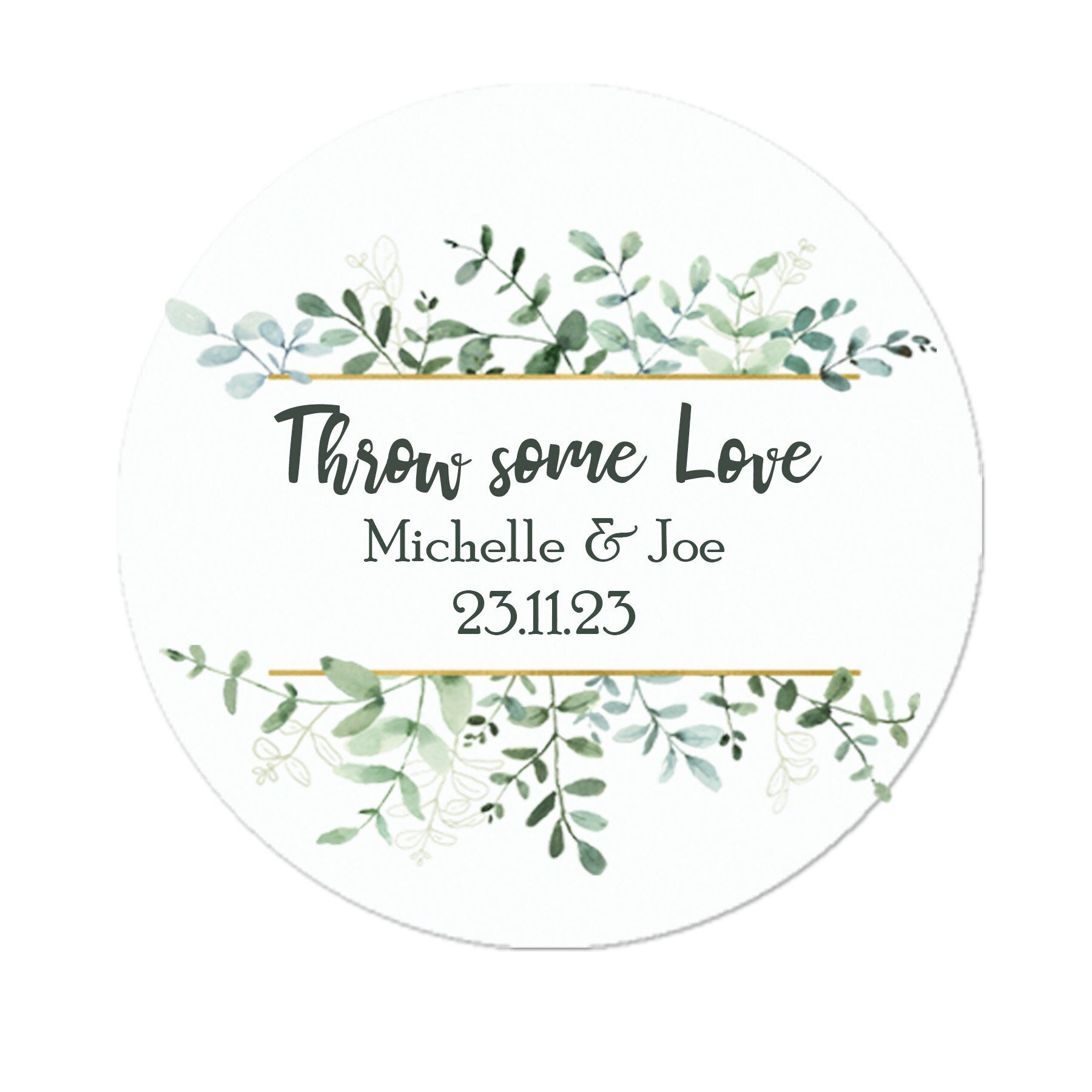 35 Personalised Confetti Wedding Stickers Sprinkle the Love, Throw me, Cone Bags Favour Luxury - Various colours