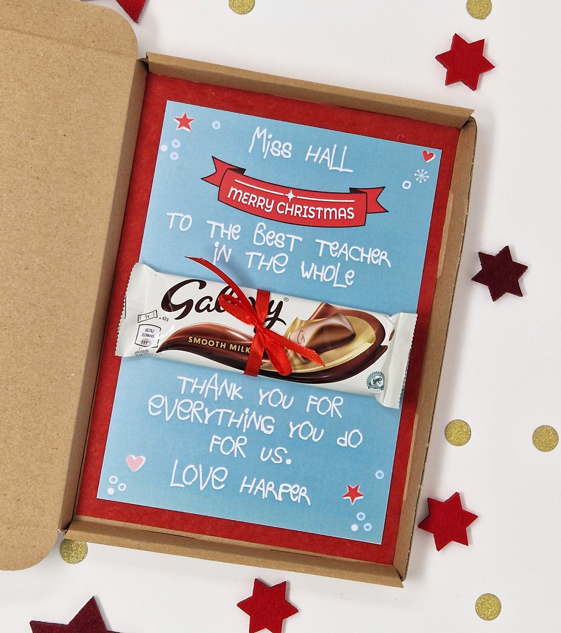 Teacher Christmas Gift, Nursery Key Worker, Teaching Assistant | Personalised Chocolate Present | Xmas, Best Teacher