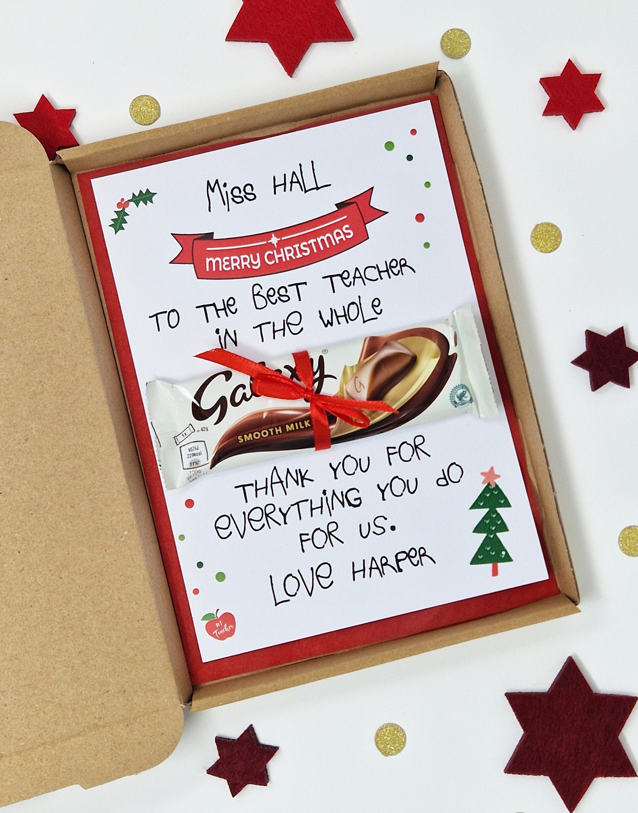 Teacher Christmas Gift, Nursery Key Worker, Teaching Assistant | Personalised Chocolate Present | Xmas, Best Teacher