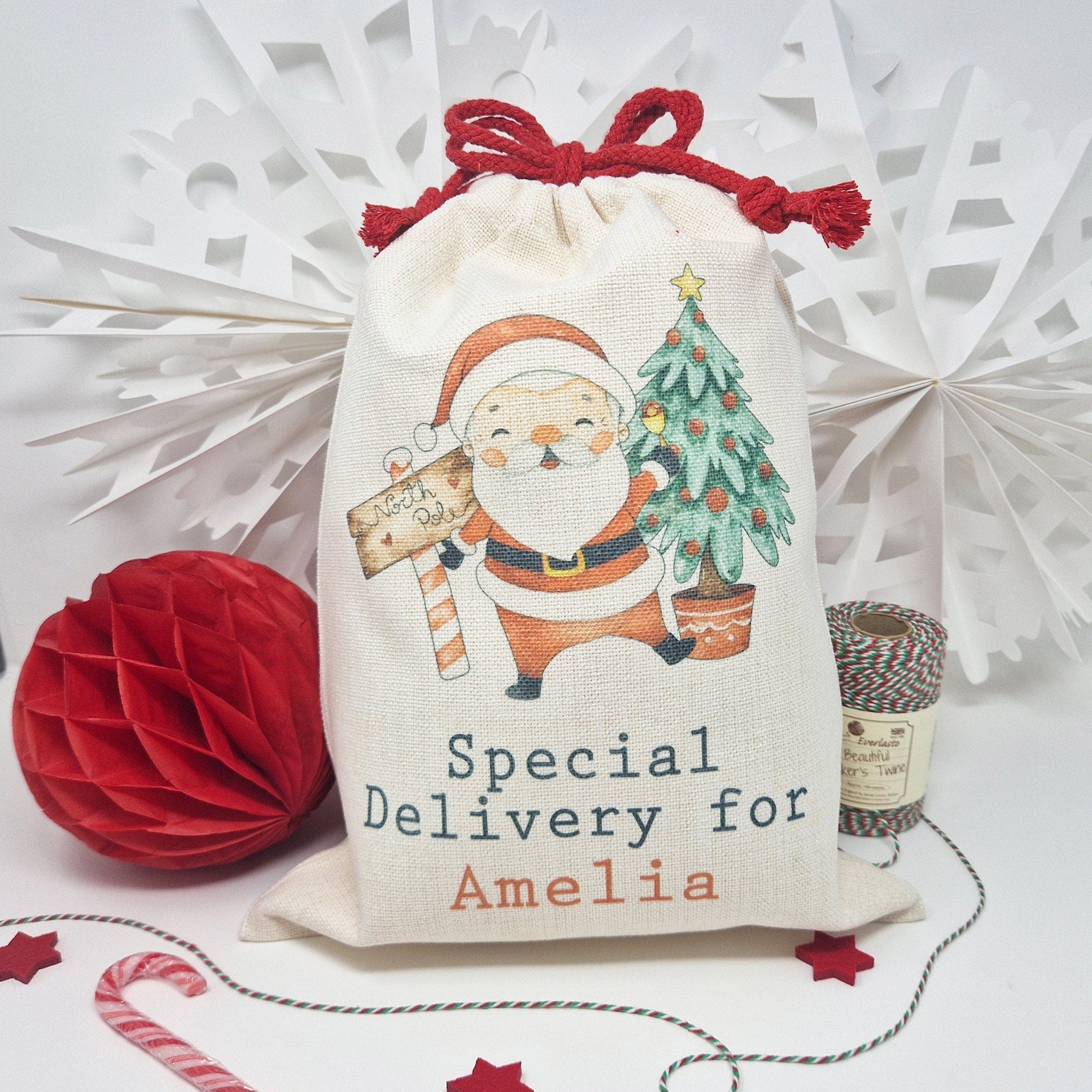 Personalised Children&#39;s / Adult Christmas Sack | Xmas Eve | Treats Gifts | Father Christmas | Santa