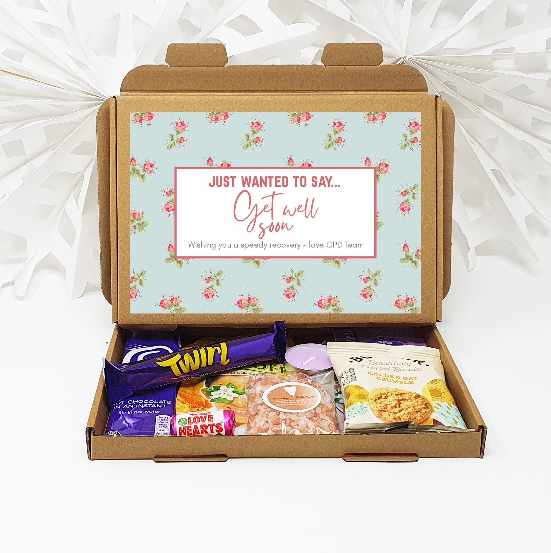 Get well soon Hug in a box, Letterbox gift Afternoon tea, hamper gift, thank you gift,