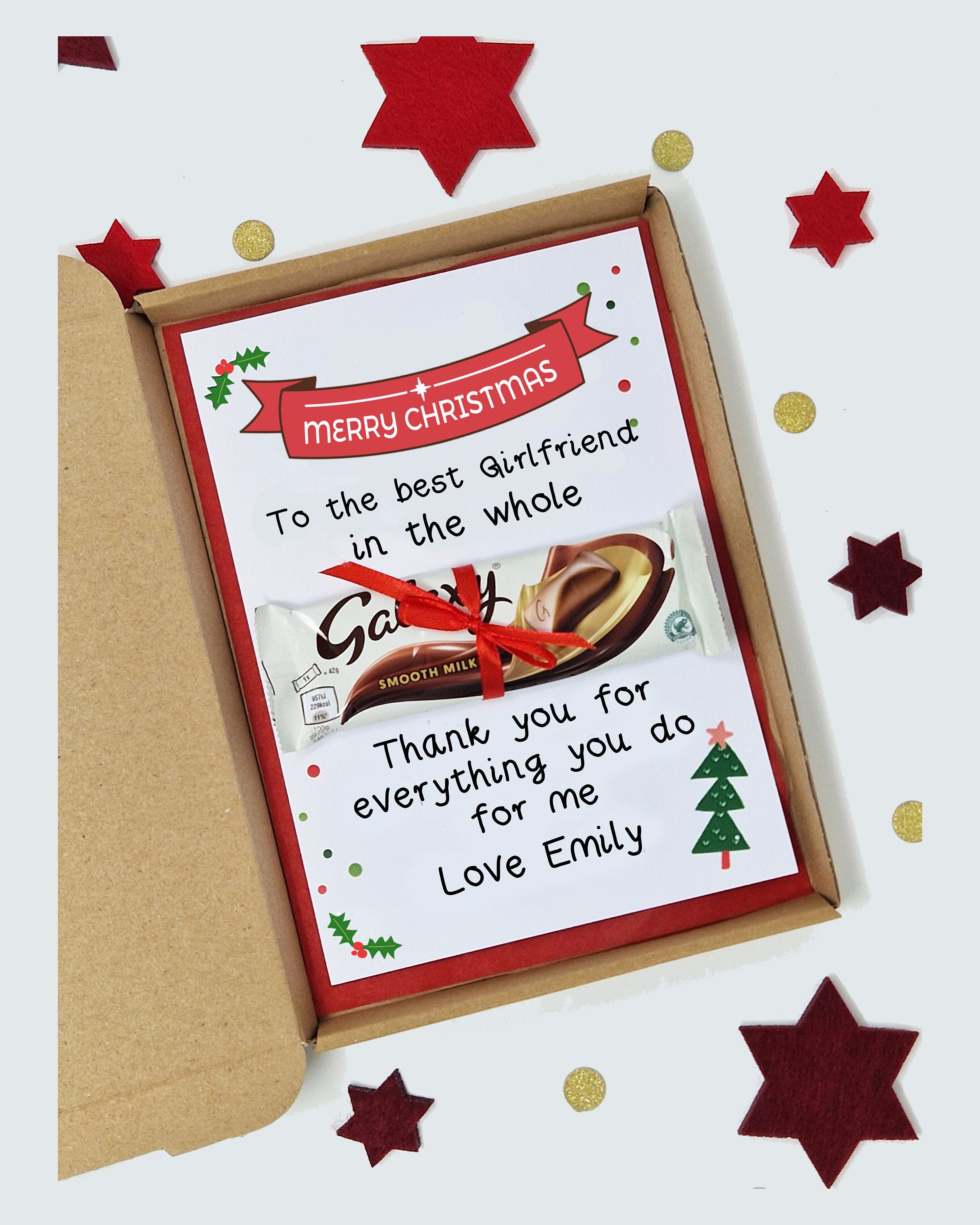 Husband Wife Boyfriend Girlfriend Mum Dad Gift, Personalised Chocolate Present | Xmas