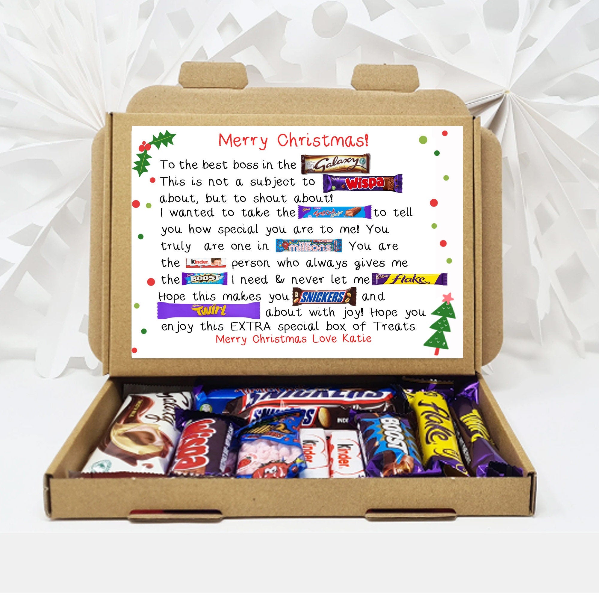 Personalised Poem BEST Boss Christmas gift Treat Box Hug in a box, hamper Sweet gift in the world / GALAXY