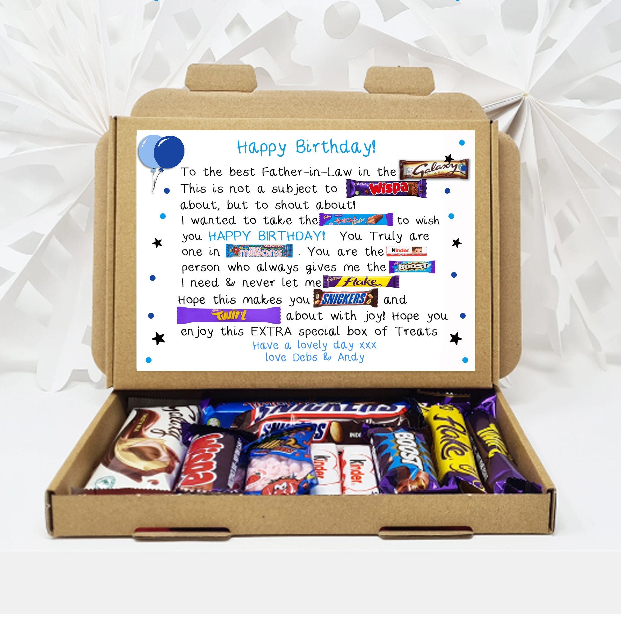 Personalised Poem Birthday gift Treat Box Hug in a box, hamper Sweet gift, thank you Present for all ages Him/Her