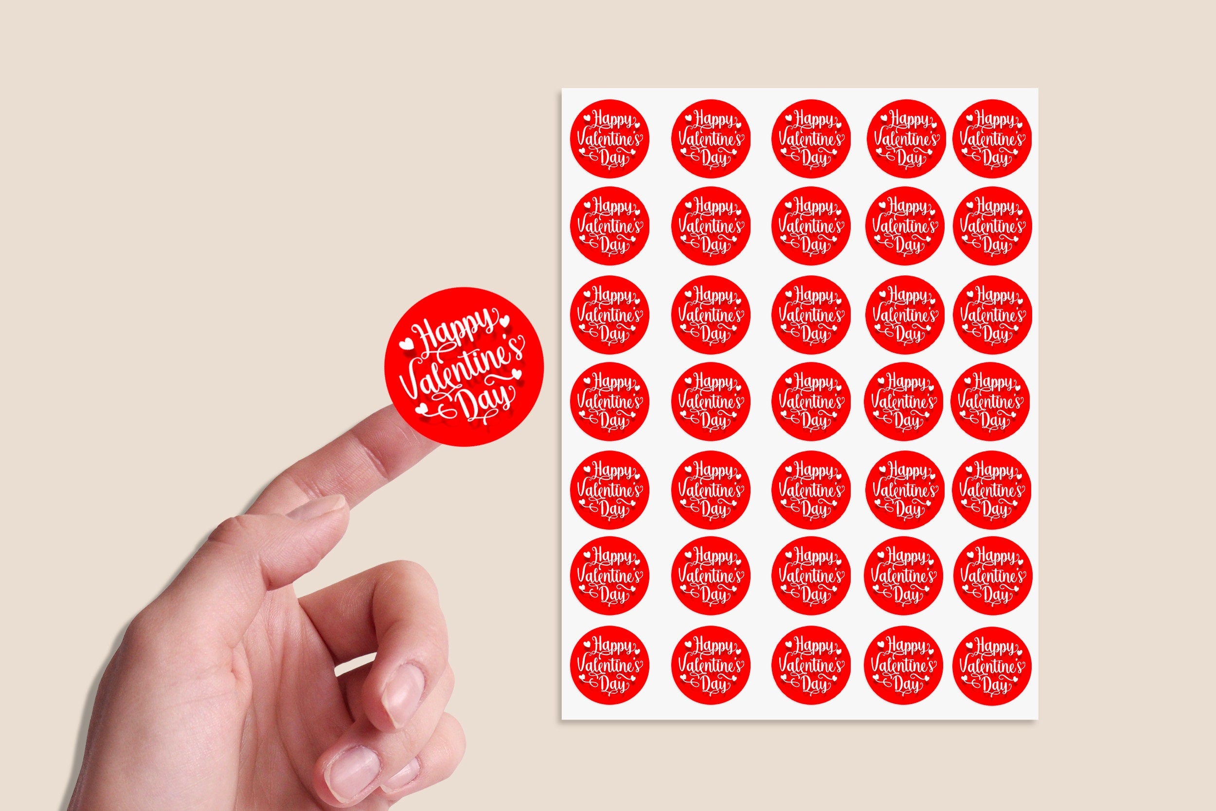 24 Happy Valentines Stickers - Wax Melts, Business Red, White Sticker Sweet Sweet Cone Bags